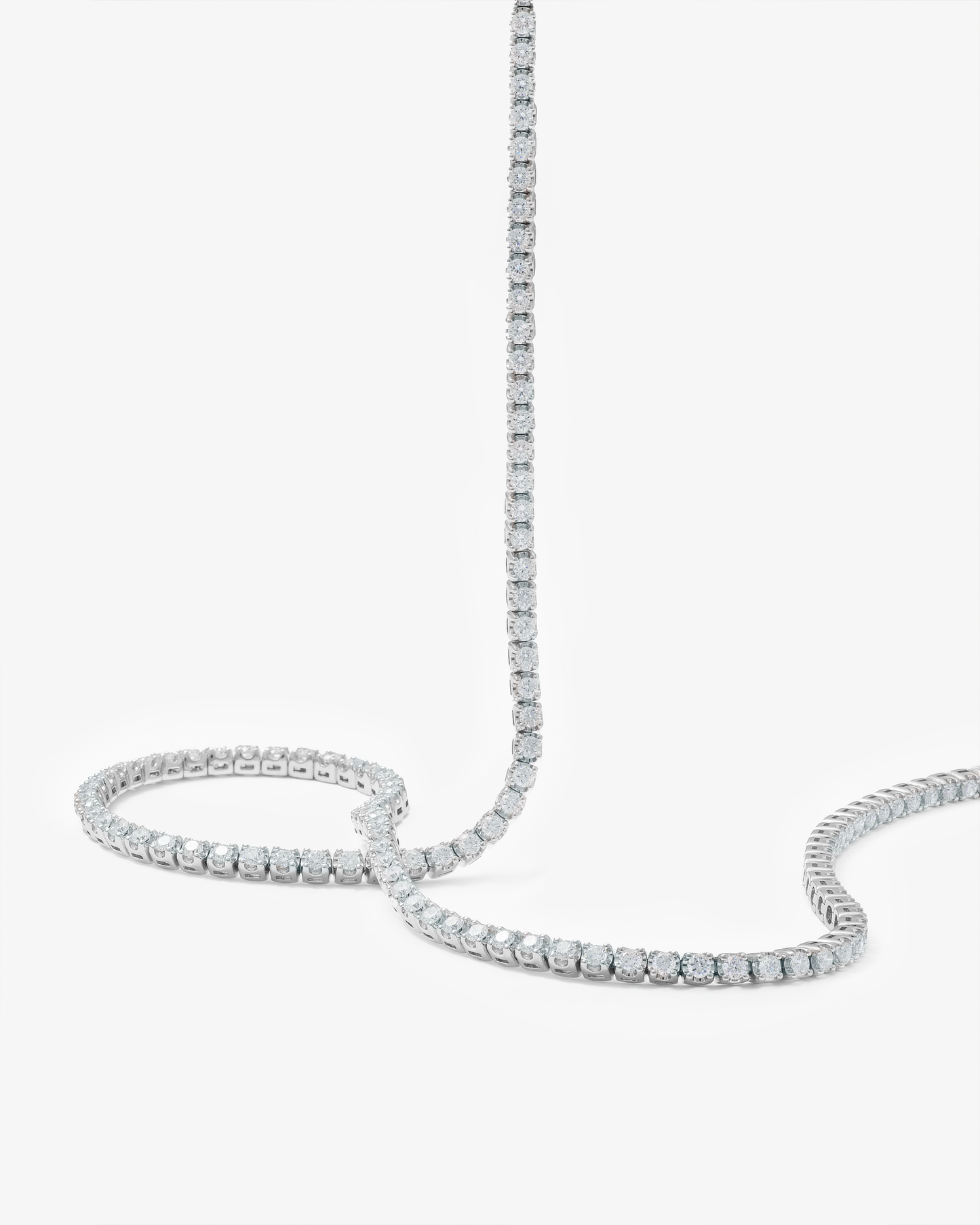 9K White Gold 5.0tdw Lab Diamond Tennis Necklace 42cm