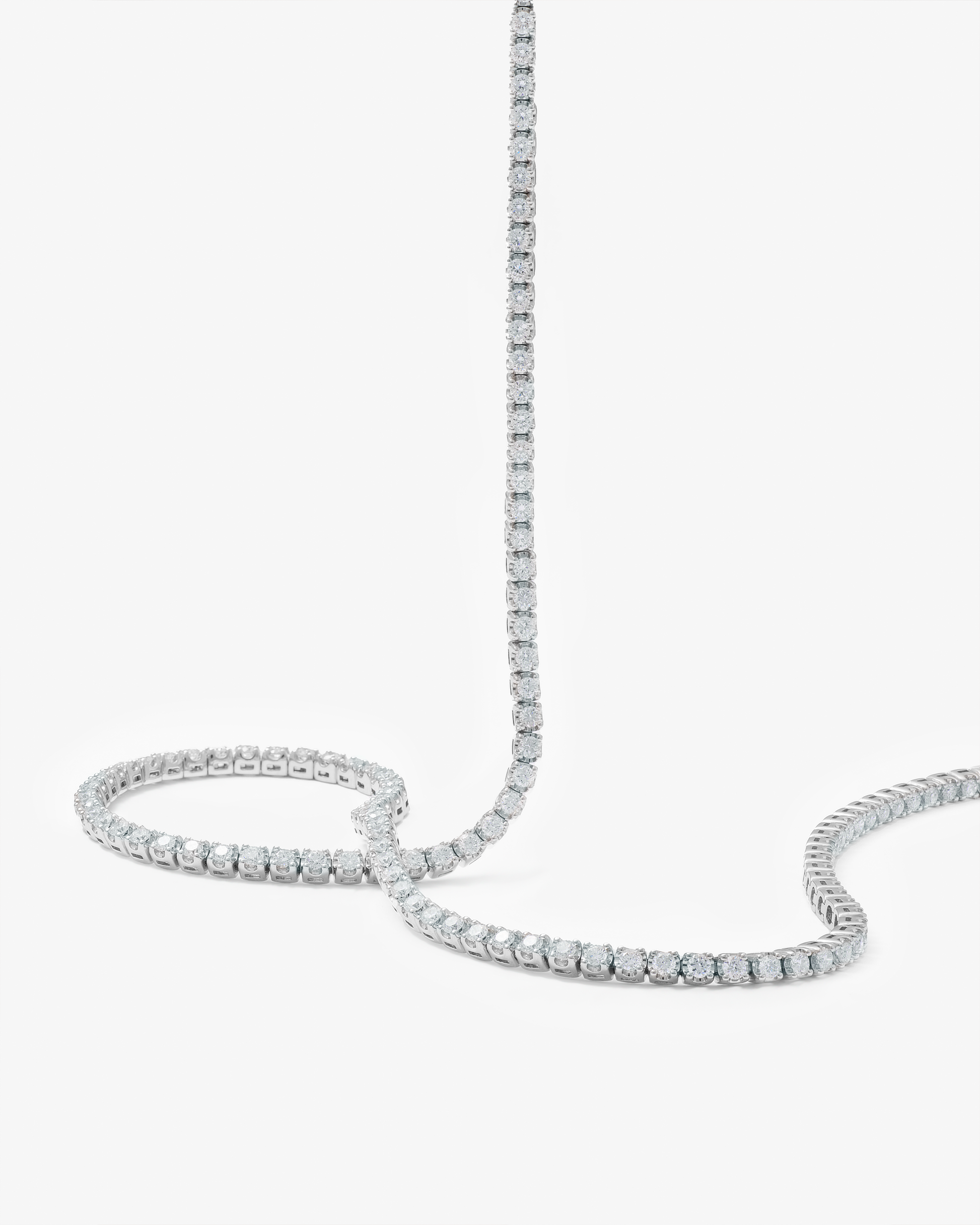 9K White Gold 5.0tdw Lab Diamond Tennis Necklace 42cm