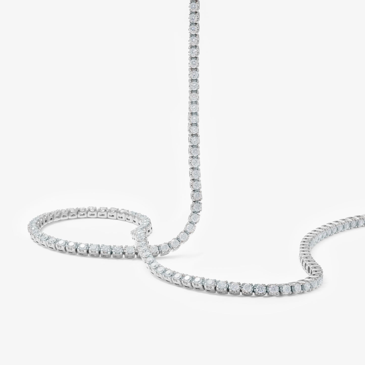 9K White Gold 5.0tdw Lab Diamond Tennis Necklace 45cm