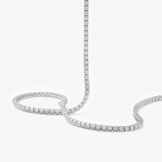 9K White Gold 5.0tdw Lab Diamond Tennis Necklace 45cm