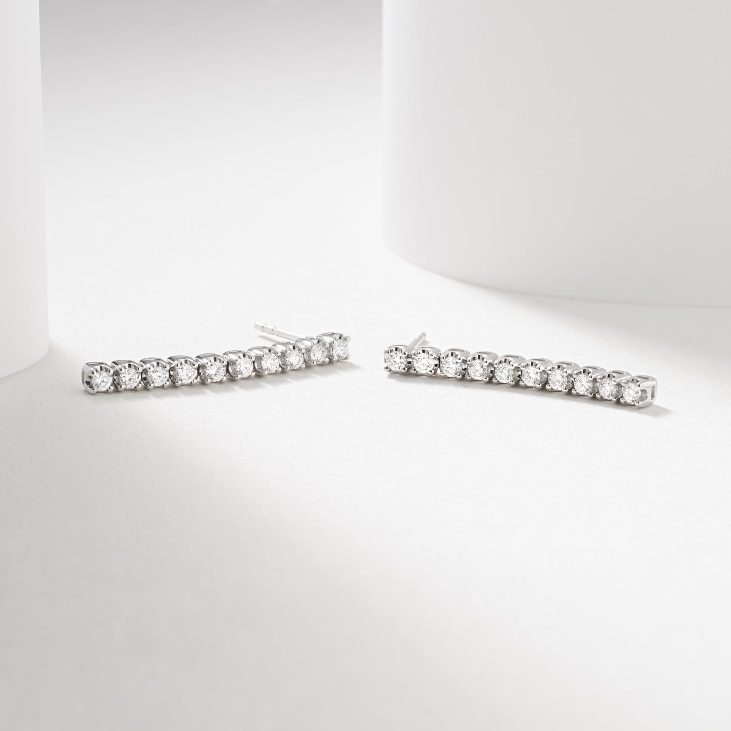 9K White Gold Lab Diamond Tennis Drop Stud Earrings 0.60tdw