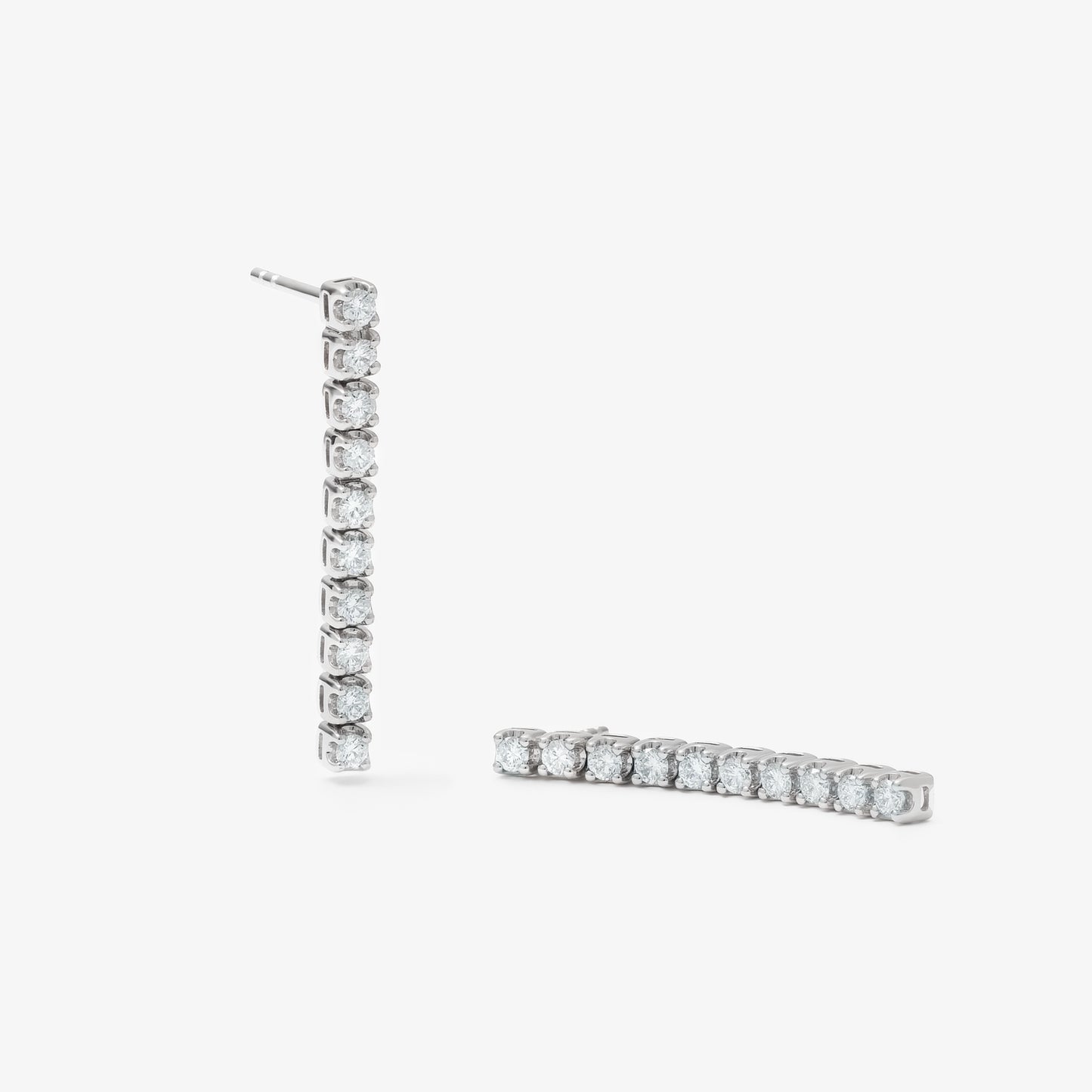 9K White Gold Lab Diamond Tennis Drop Stud Earrings 0.60tdw