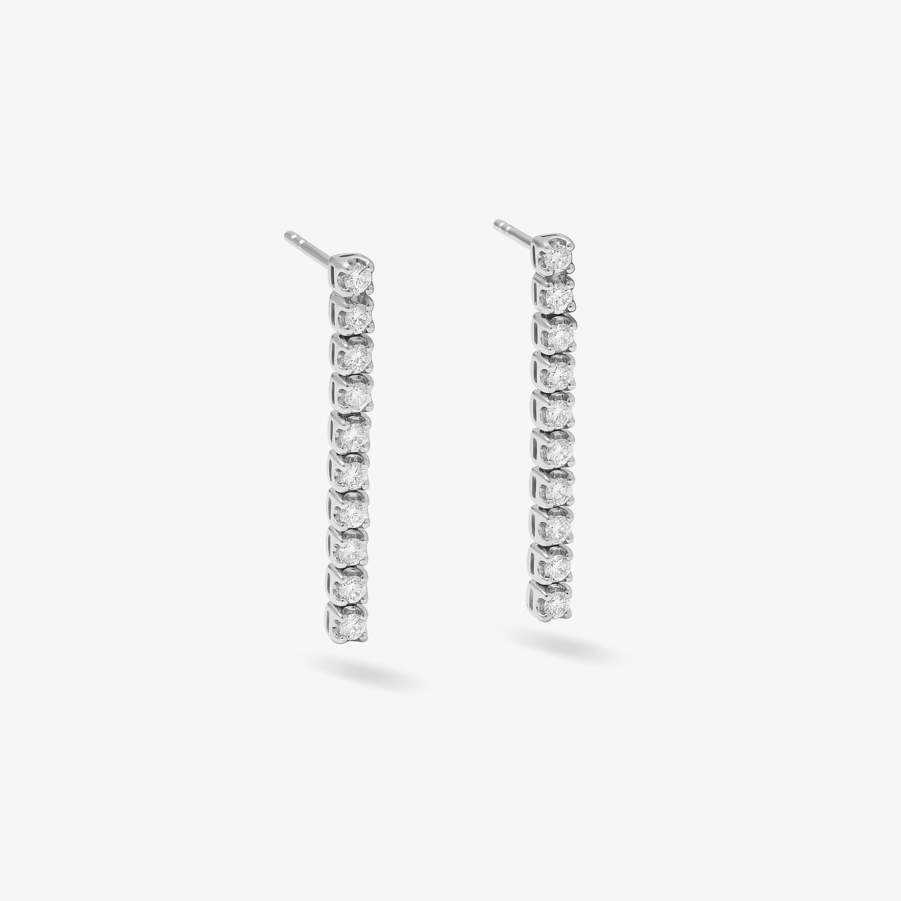 9K White Gold Lab Diamond Tennis Drop Stud Earrings 0.60tdw