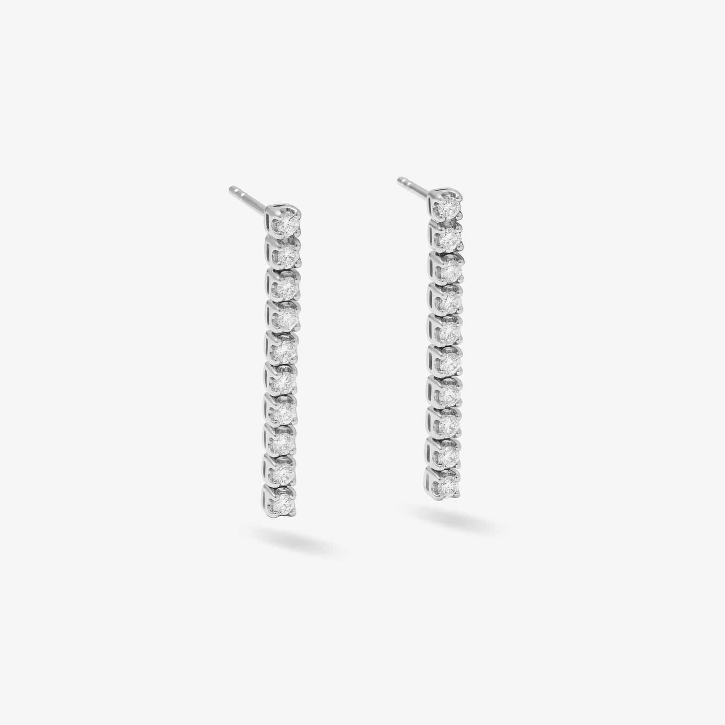 9K White Gold Lab Diamond Tennis Drop Stud Earrings 0.60tdw