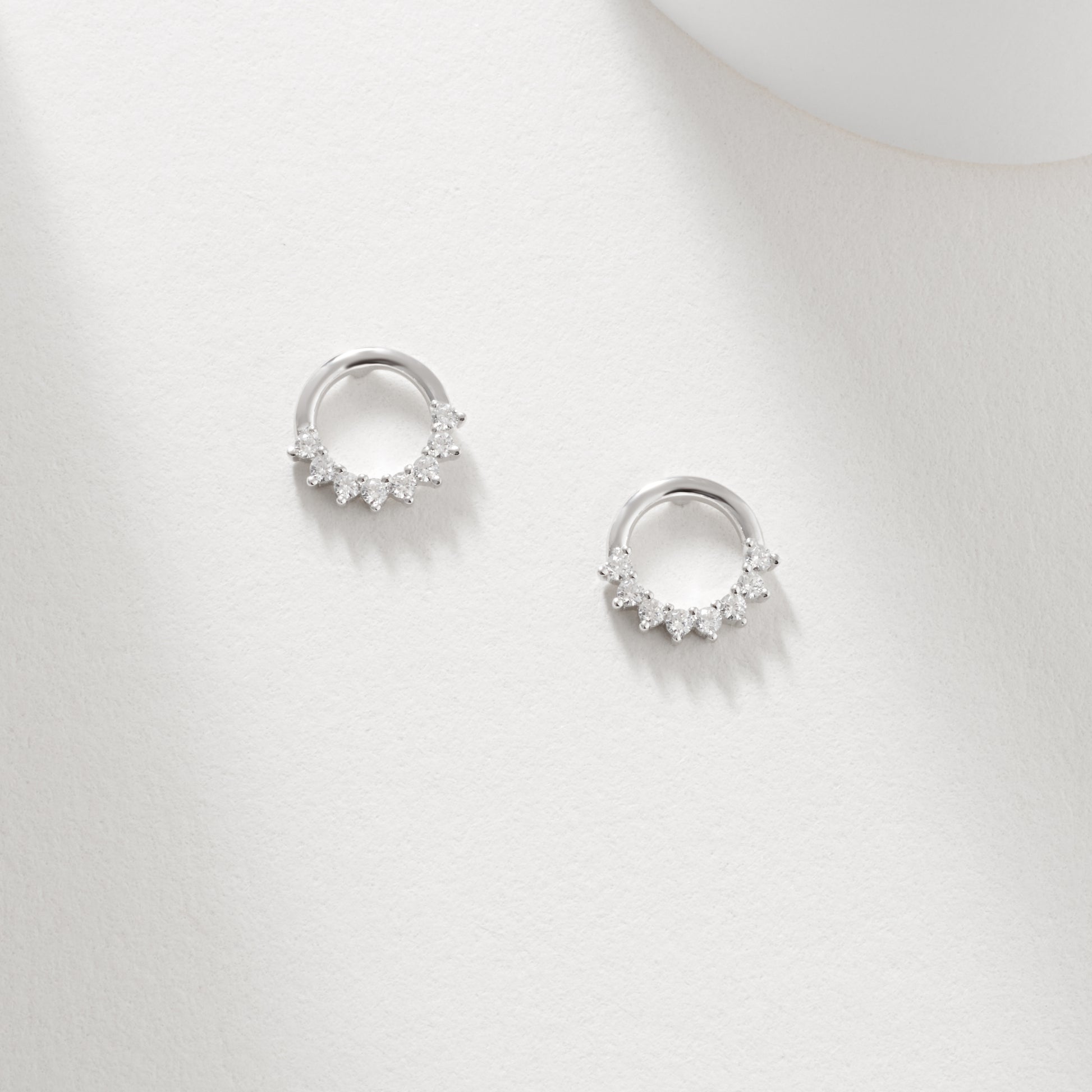 Open Circle Circle Stud Earrings Silver Silver Cubic Zirconia Open