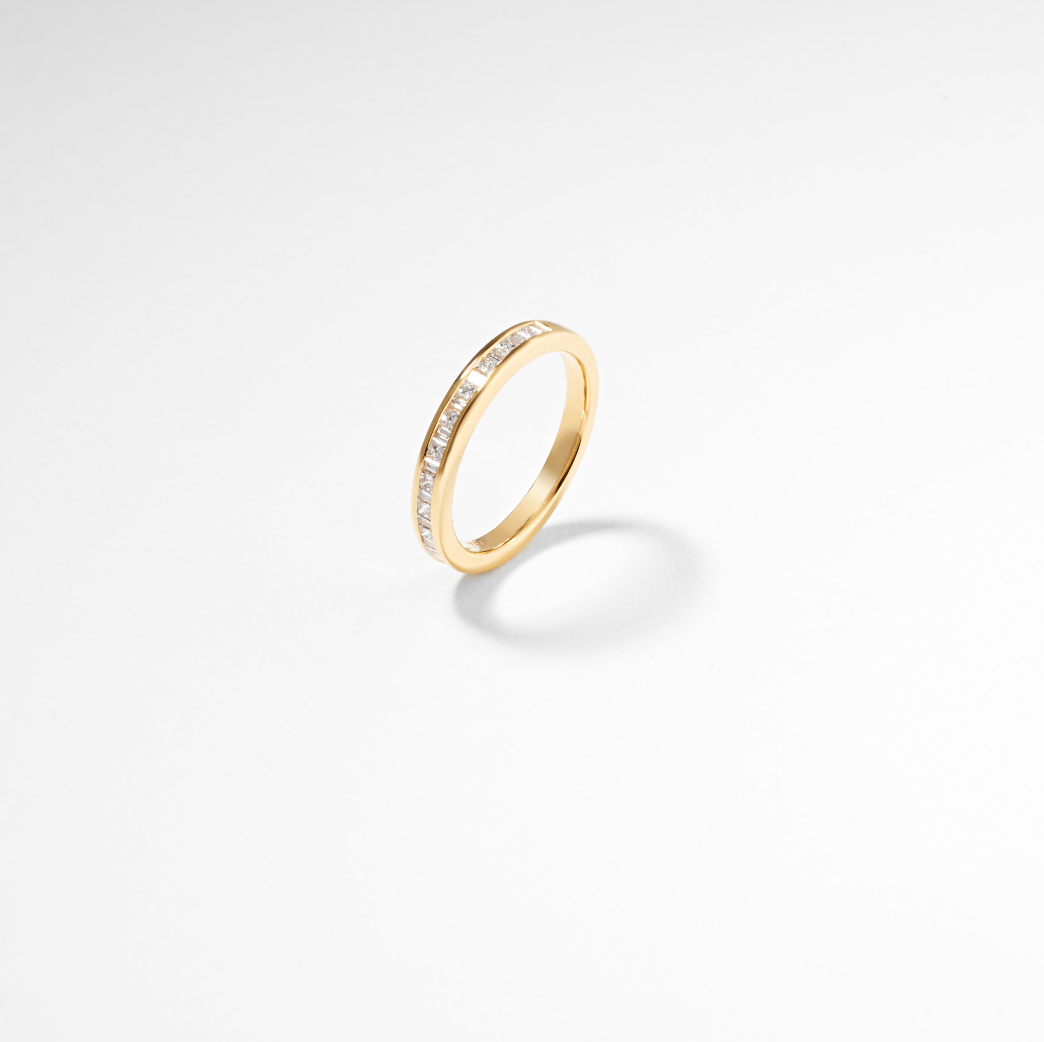18K Yellow Gold Princess And Baguette Diamond Channel Set Band