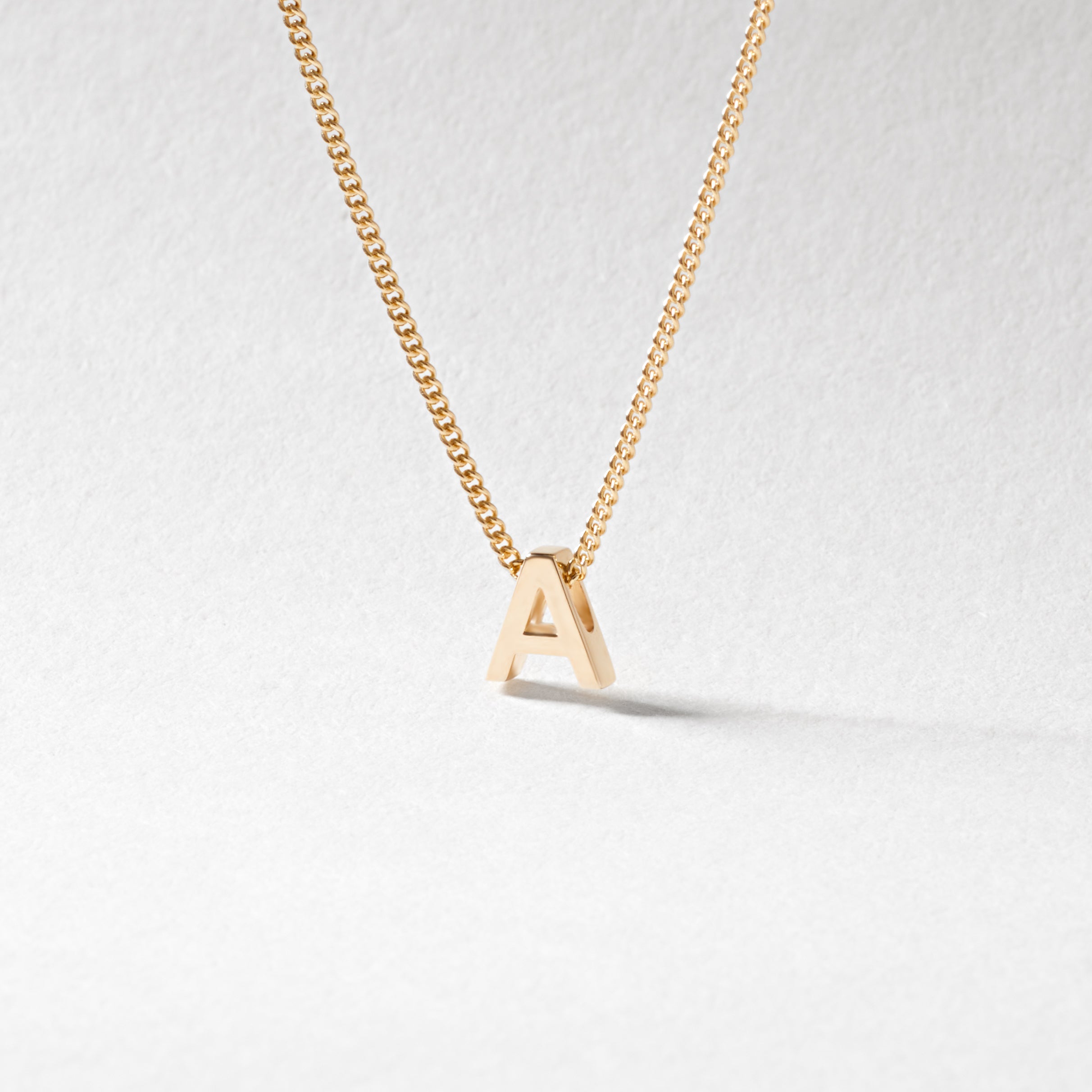 9K Yellow Gold 6mm Slider Initial A with Chain 45cm