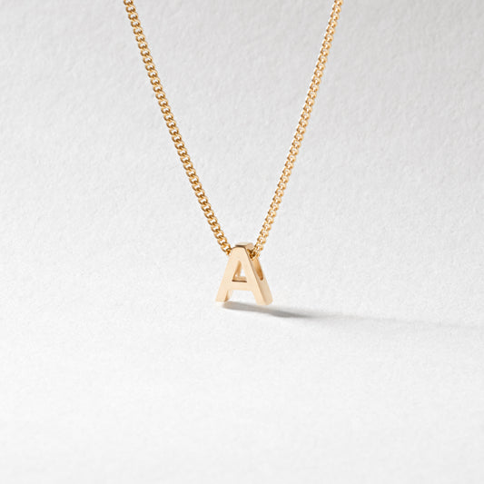 9K Yellow Gold 6mm Slider Initial A with Chain 45cm