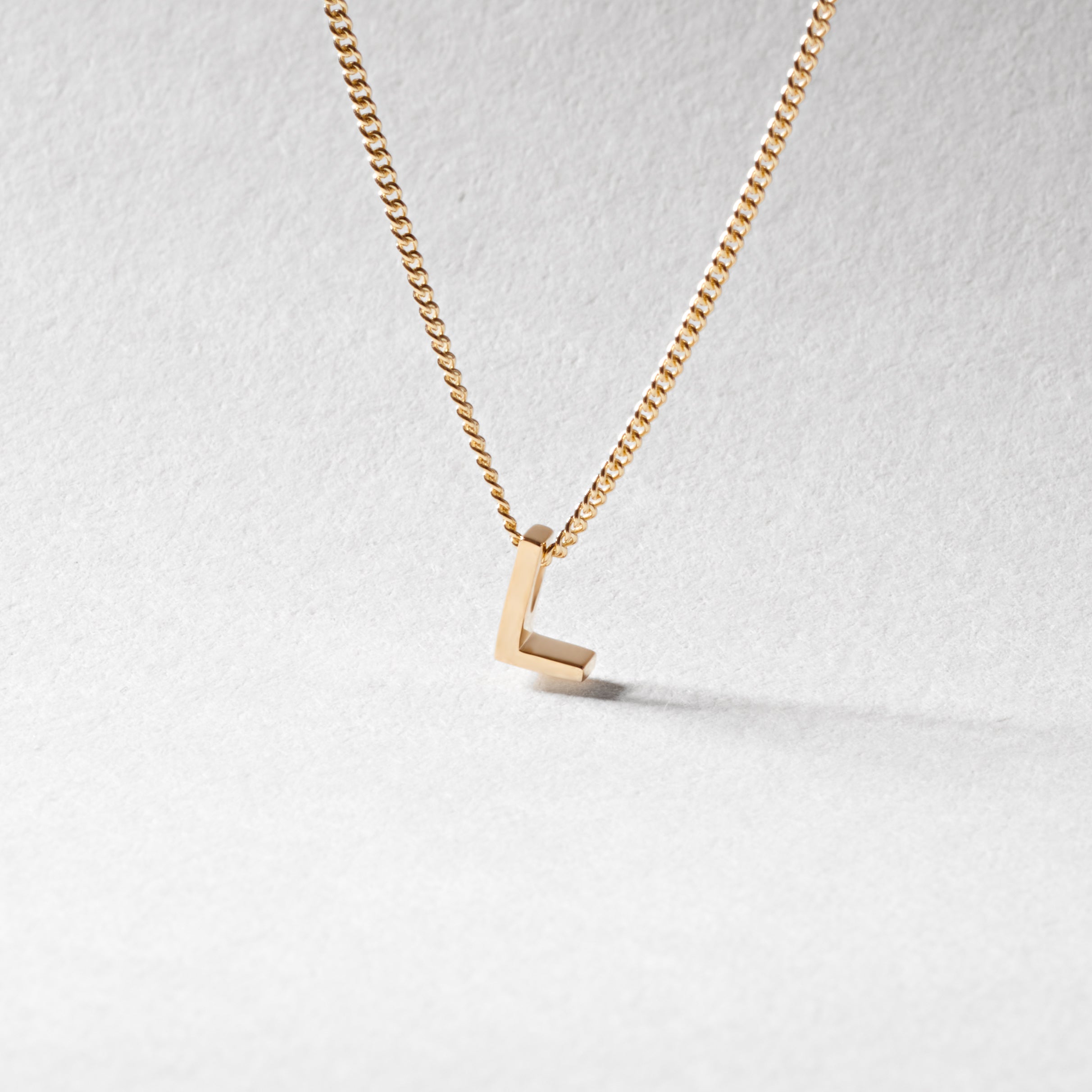 9K Yellow Gold 6mm Slider Initial L with Chain 45cm