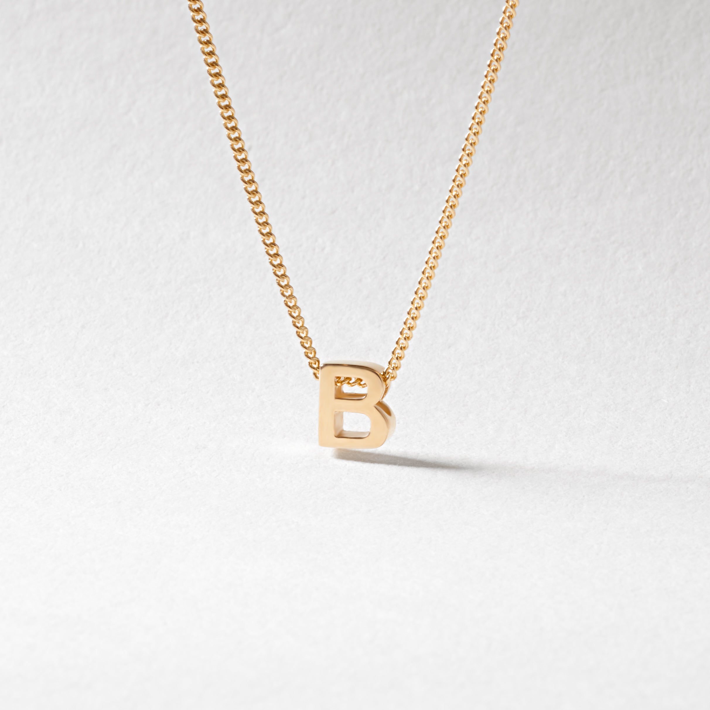 9K Yellow Gold 6mm Slider Initial B with Chain 45cm