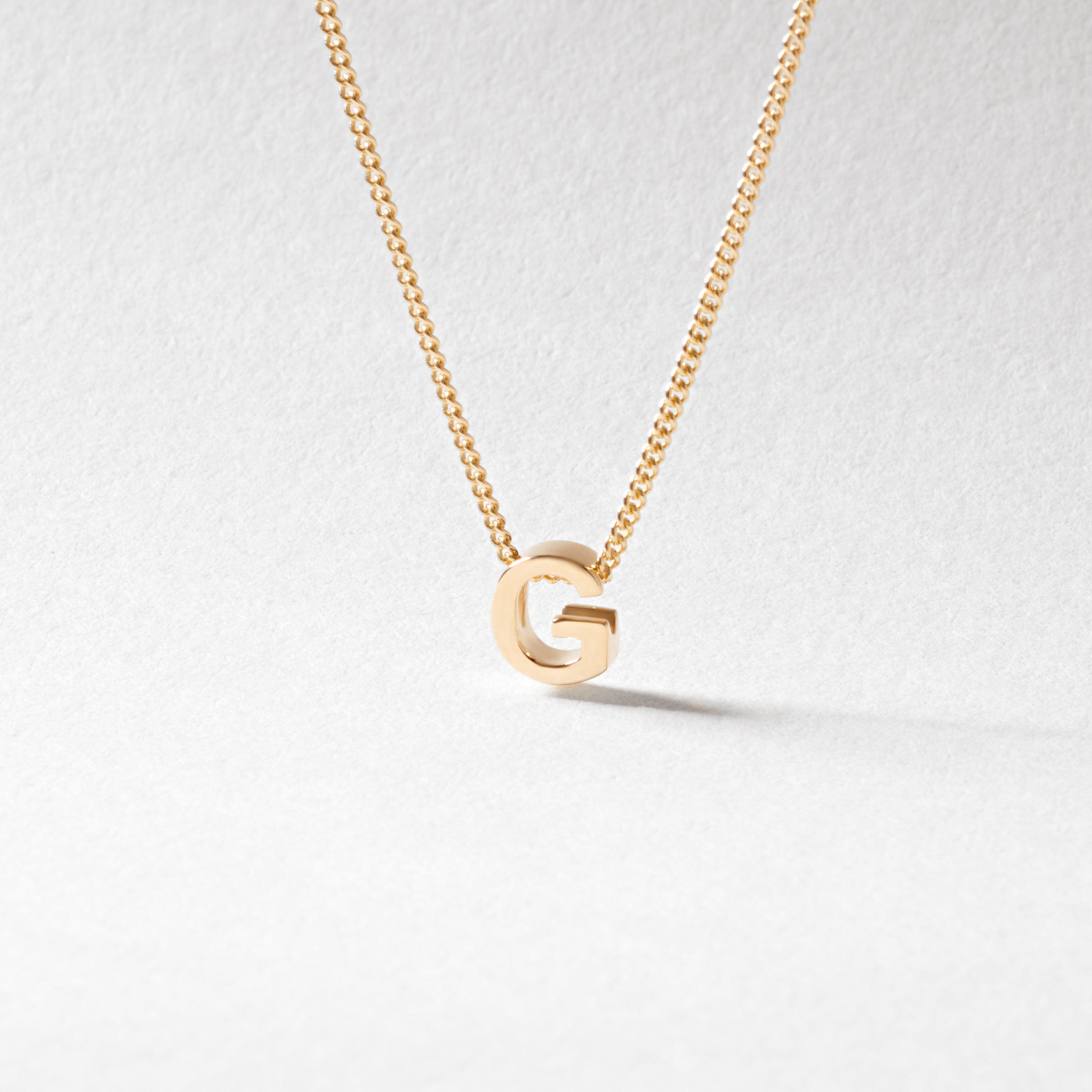 9K Yellow Gold 6mm Slider Initial G with Chain 45cm