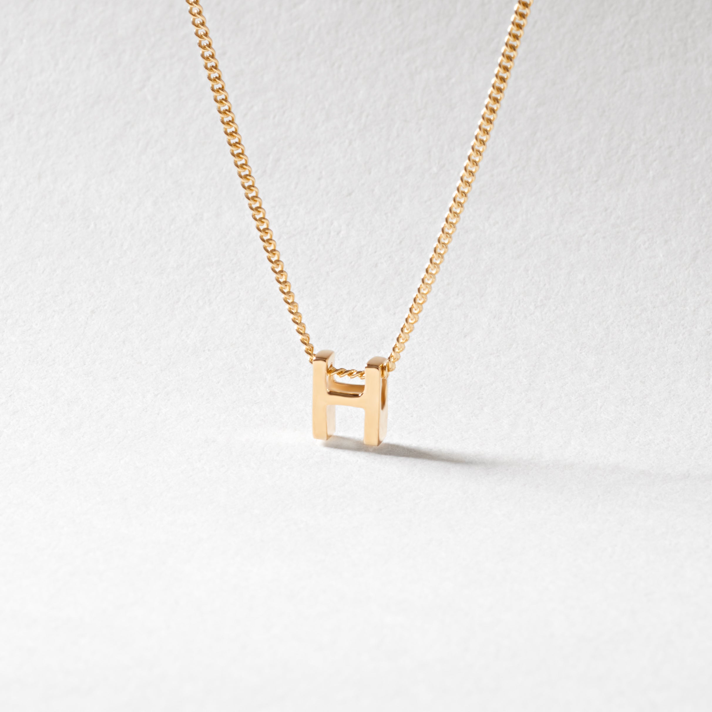 9K Yellow Gold 6mm Slider Initial H with Chain 45cm