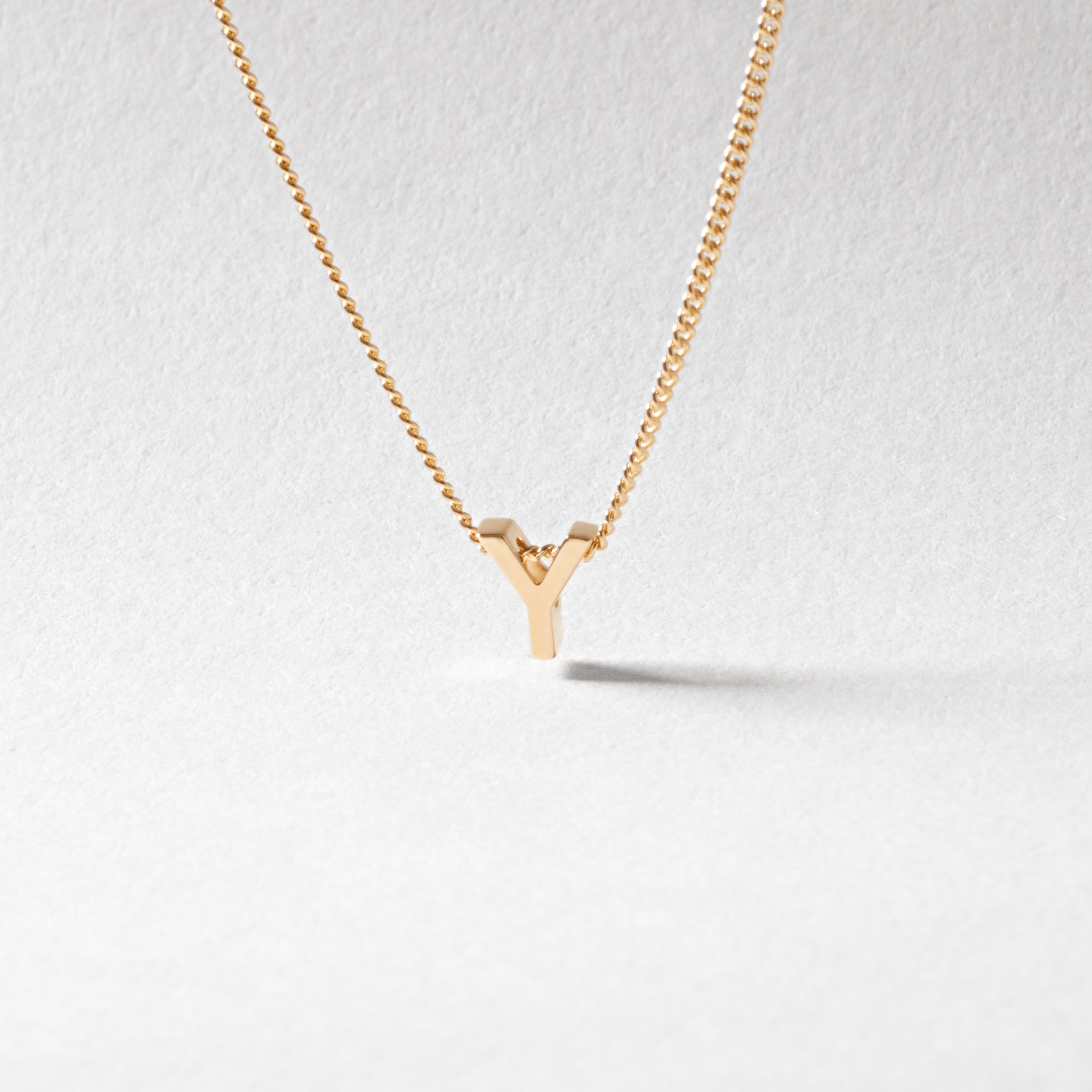 9K Yellow Gold 6mm Slider Initial Y with Chain 45cm