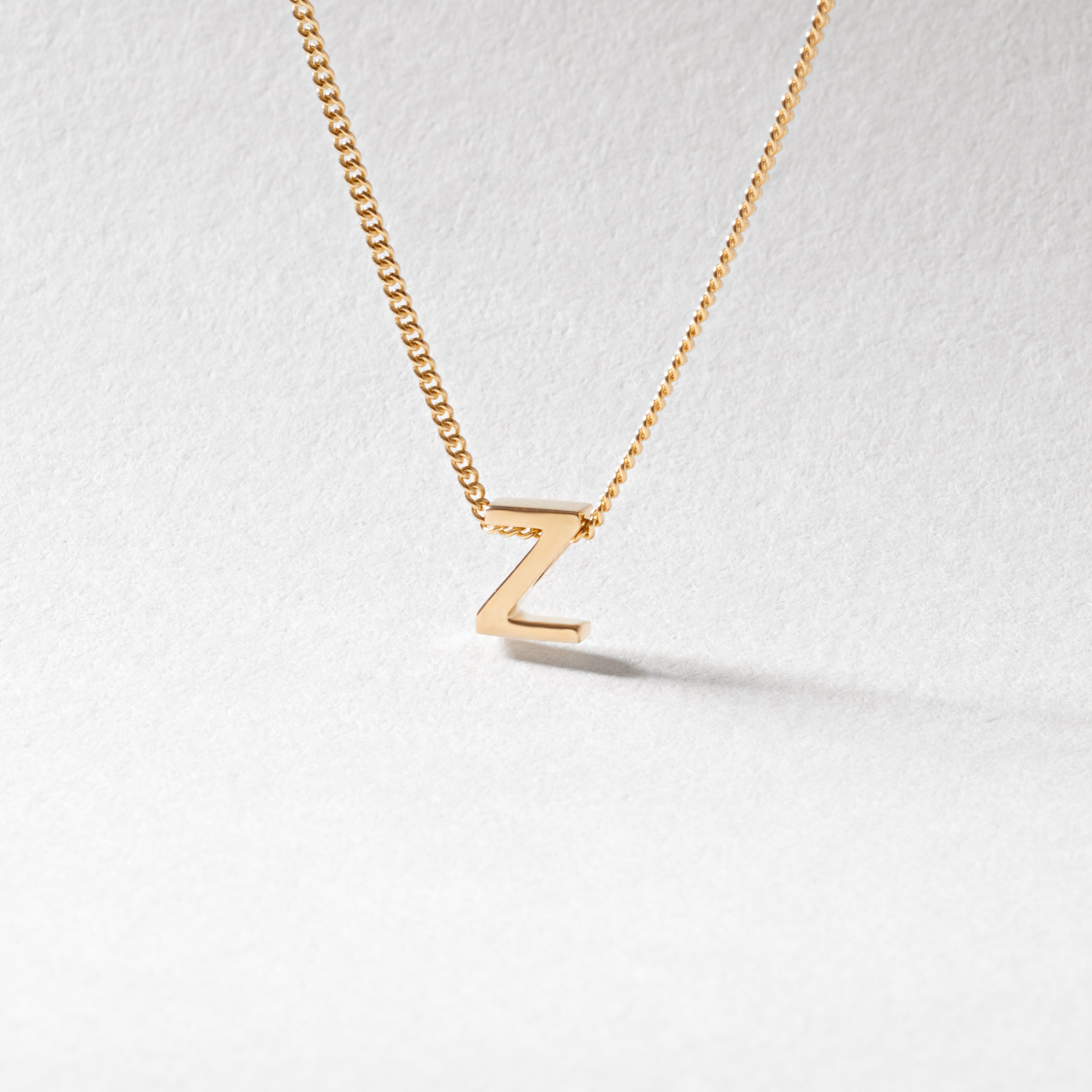 9K Yellow Gold 6mm Slider Initial Z with Chain 45cm