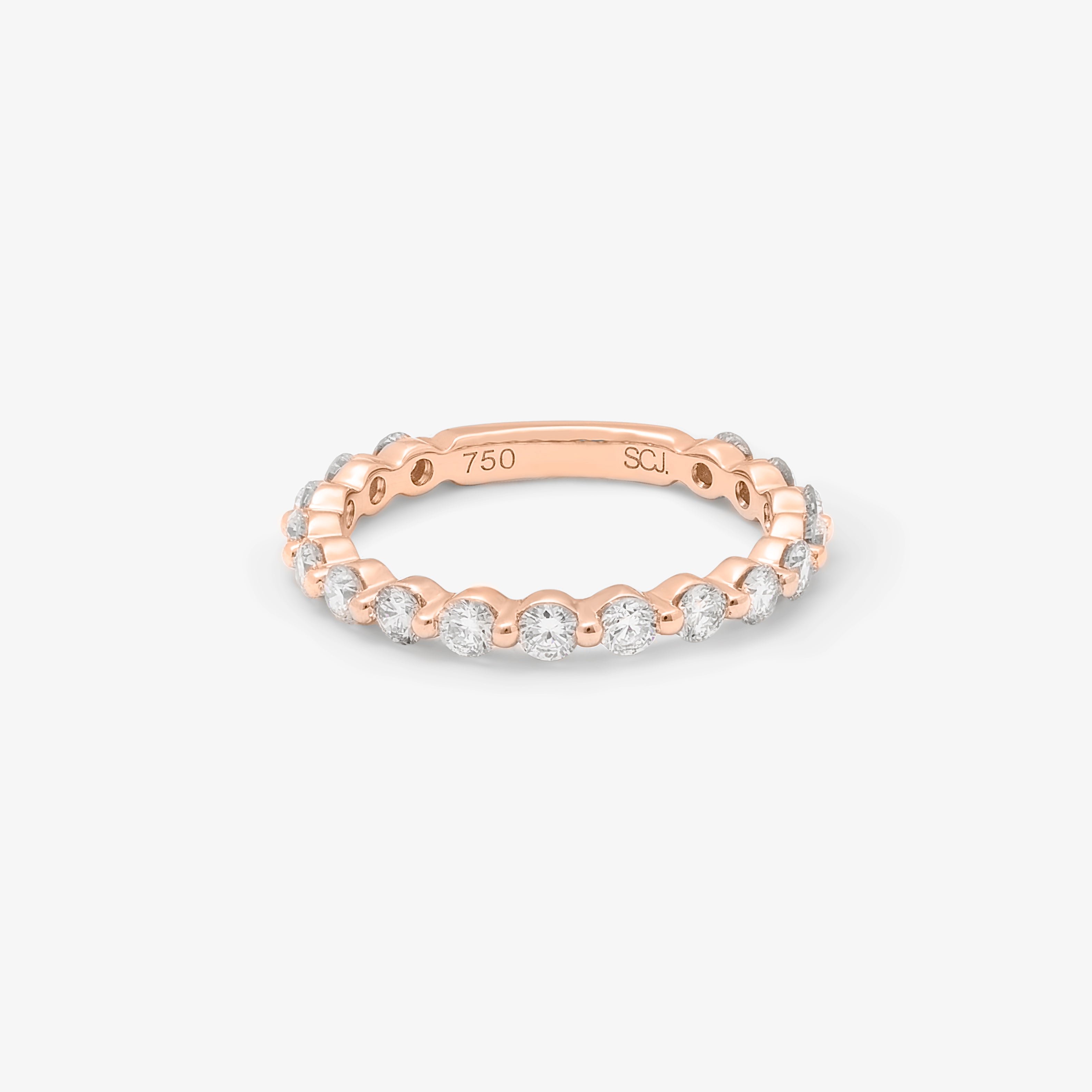 14K Rose Gold Round Brilliant Floating Diamond Band 0.85tdw