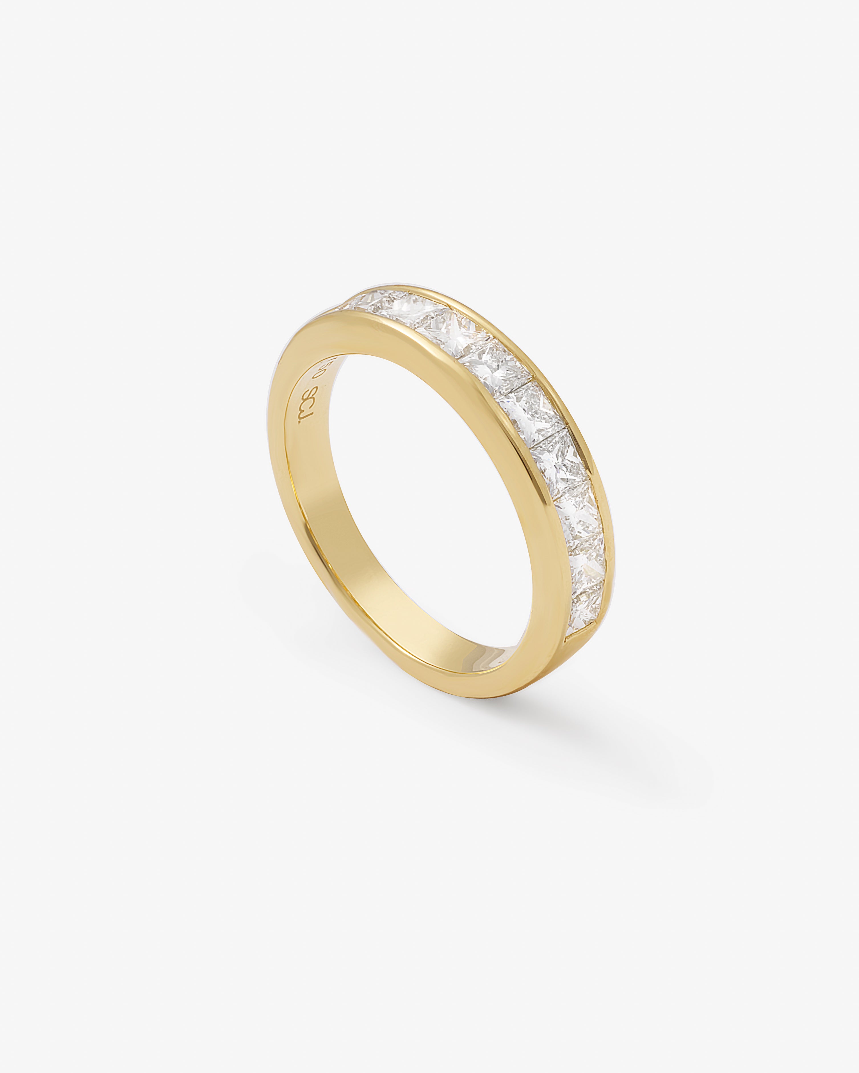 18K Yellow Gold Princess Cut Lab Diamond Channel Band 1.07tdw