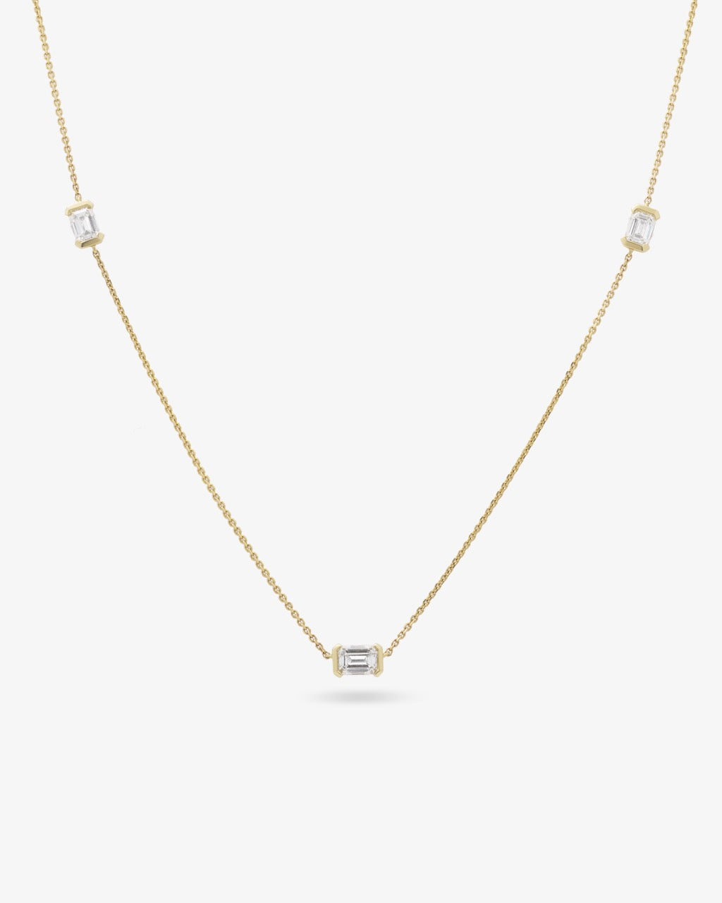 Emerald lab diamond satellite necklace