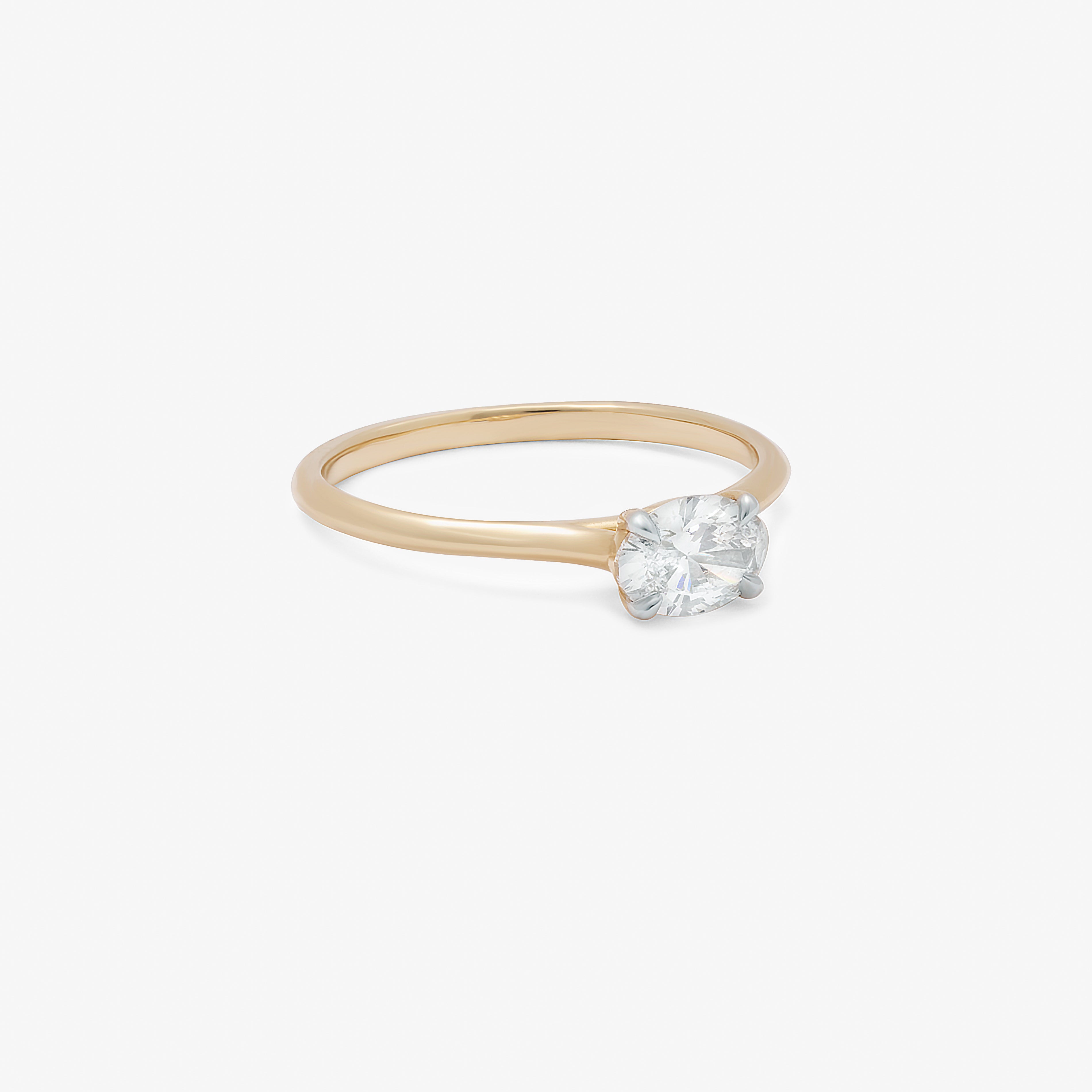 9K Yellow Gold 0.50ct Oval Lab Diamond East West Ring