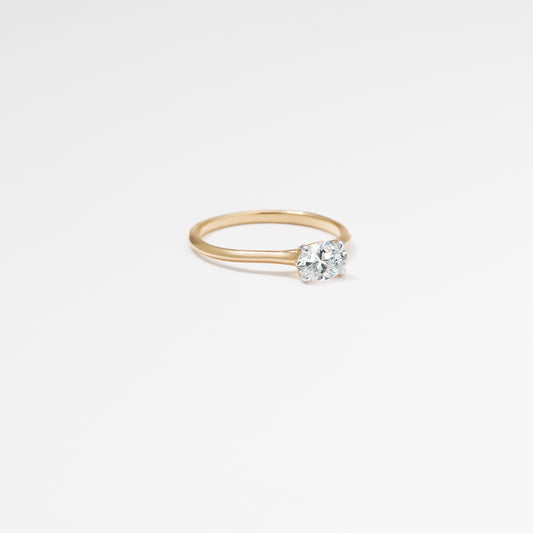 0.50ct Oval Lab Diamond East/West Ring Set In 10K Yellow Gold