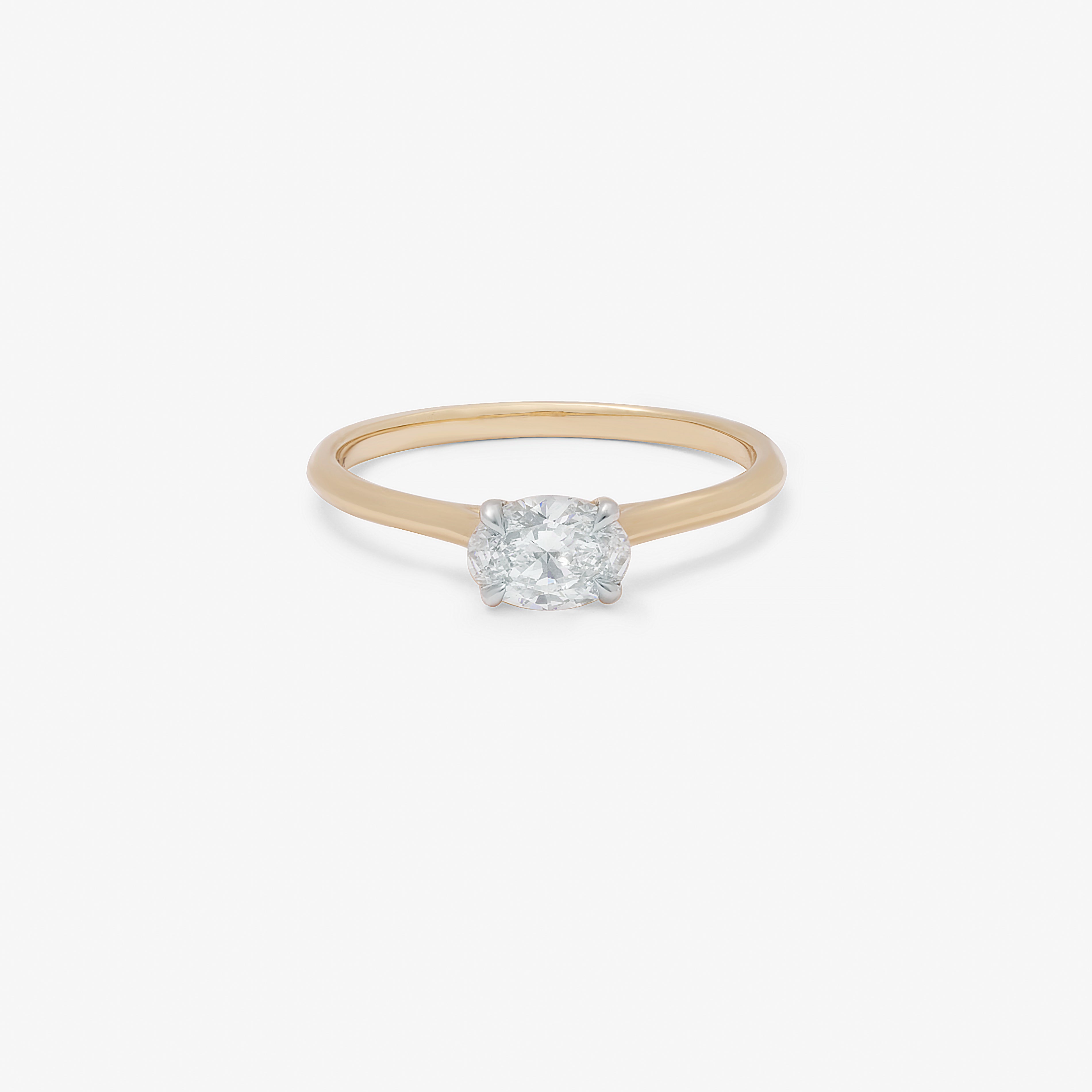 9K Yellow Gold 0.50ct Oval Lab Diamond East West Ring