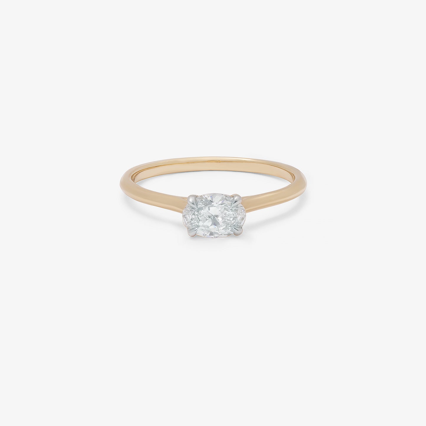 9K Yellow Gold 0.50ct Oval Lab Diamond East/West Ring