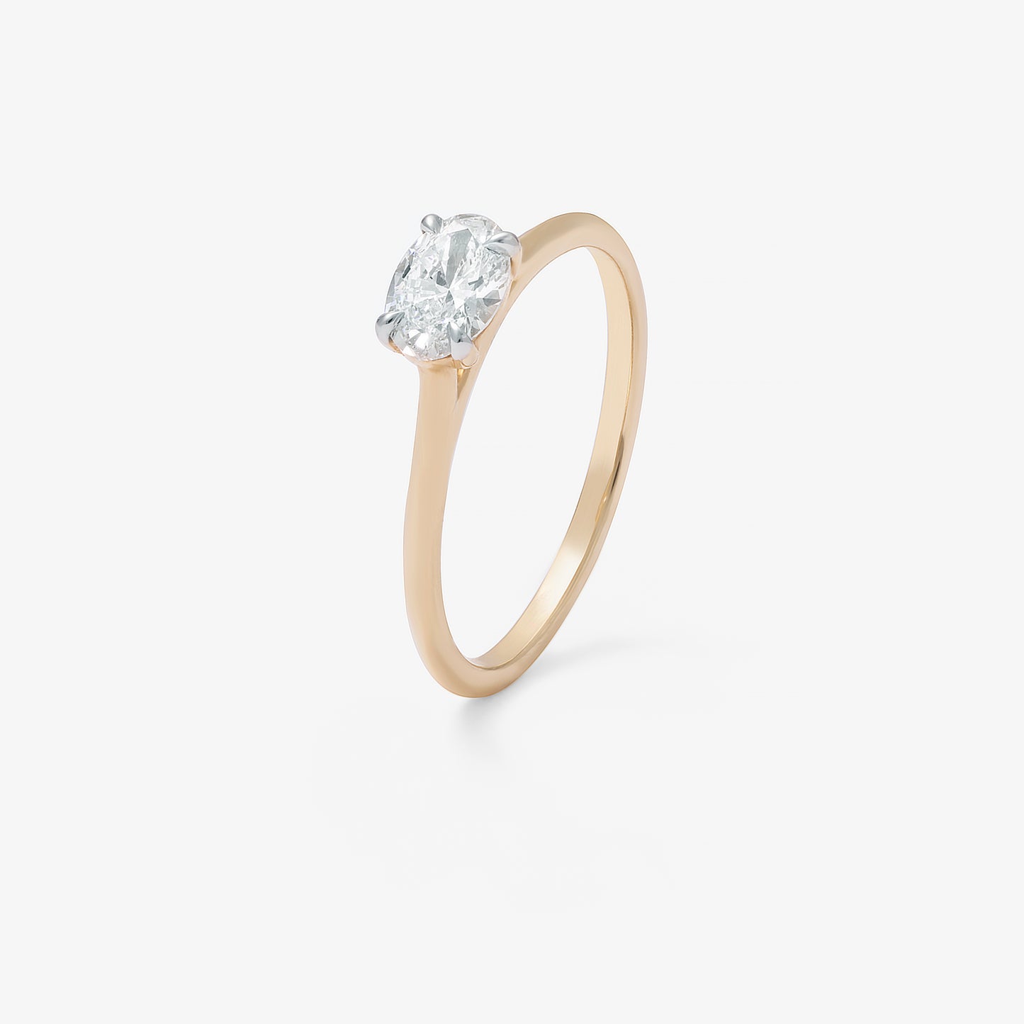 9K Yellow Gold 0.50ct Oval Lab Diamond East/West Ring