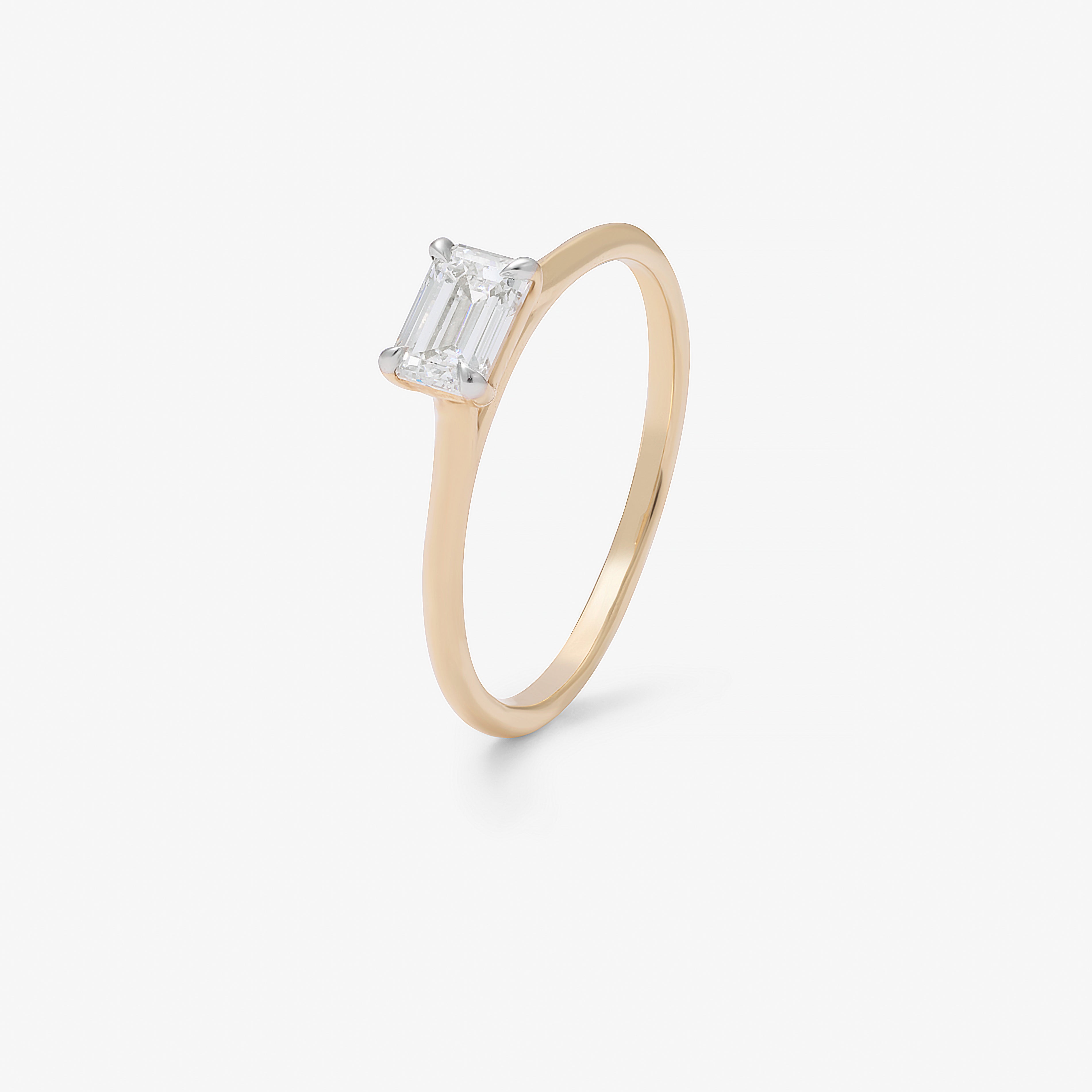 9K Yellow Gold 0.50ct Emerald Cut Lab Diamond East West Ring