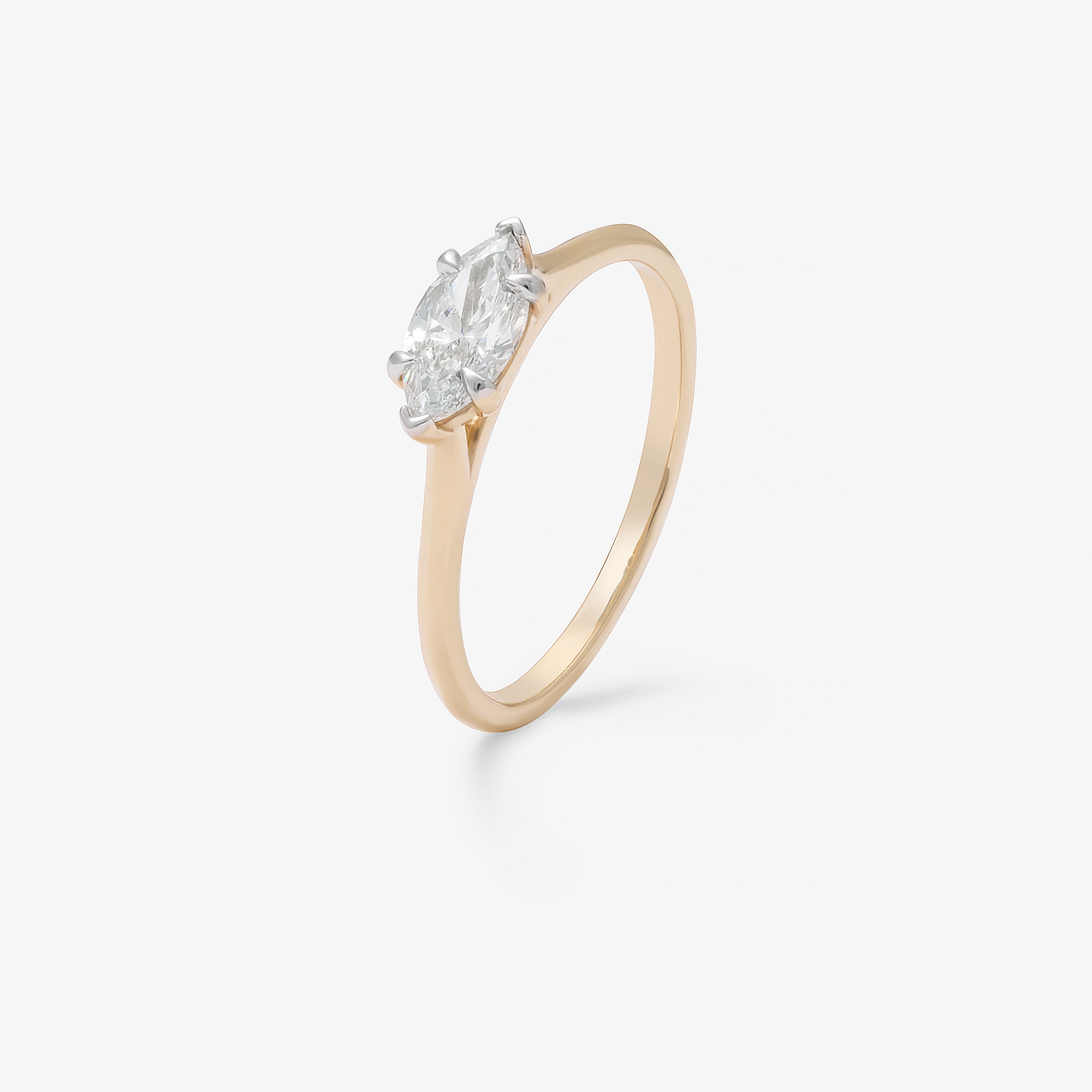 9K Yellow Gold 0.50ct Marquise Lab Diamond East West Ring