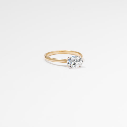 1ct Oval Lab Diamond East/West Ring Set in 10K Yellow Gold