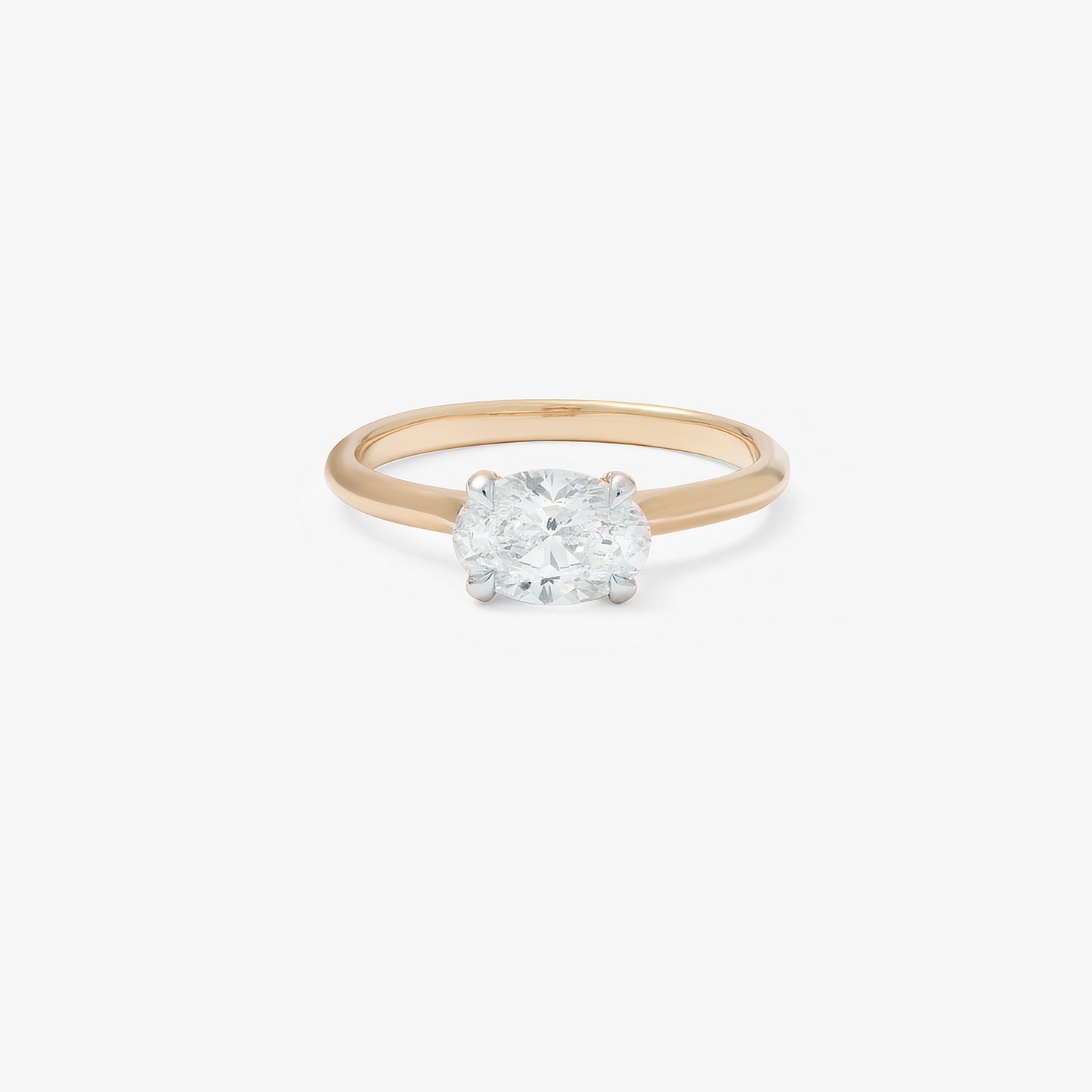 9K Yellow Gold 1ct Oval Lab Diamond East/West Ring