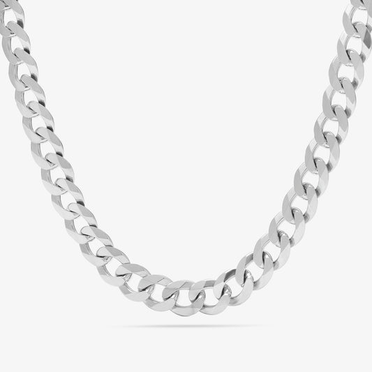 Sterling Silver 7mm Rhodium Plated Curb Chain 55cm