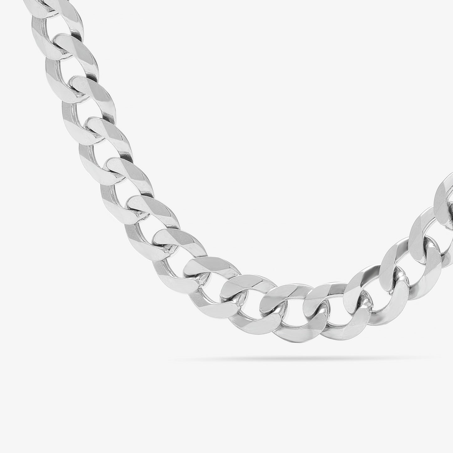 Sterling Silver 7mm Rhodium Plated Curb Chain 55cm