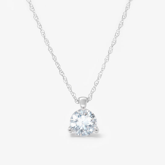 9K White Gold 0.60ct Round Brilliant Lab Diamond Pendant With Delicate Chain