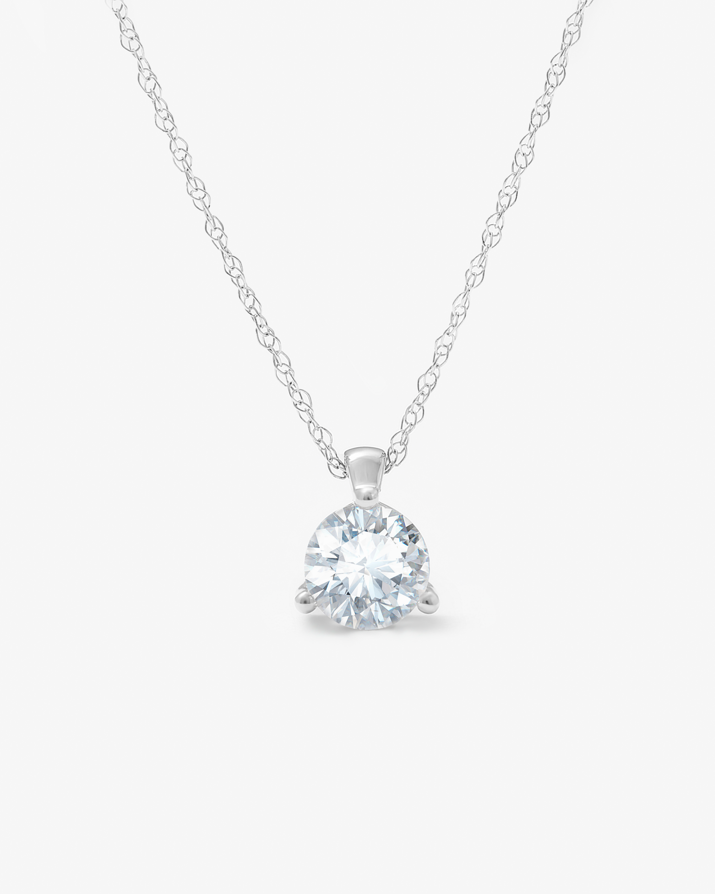 9k White Gold Round Brilliant Lab Diamond Pendant With Chain 0.60ct