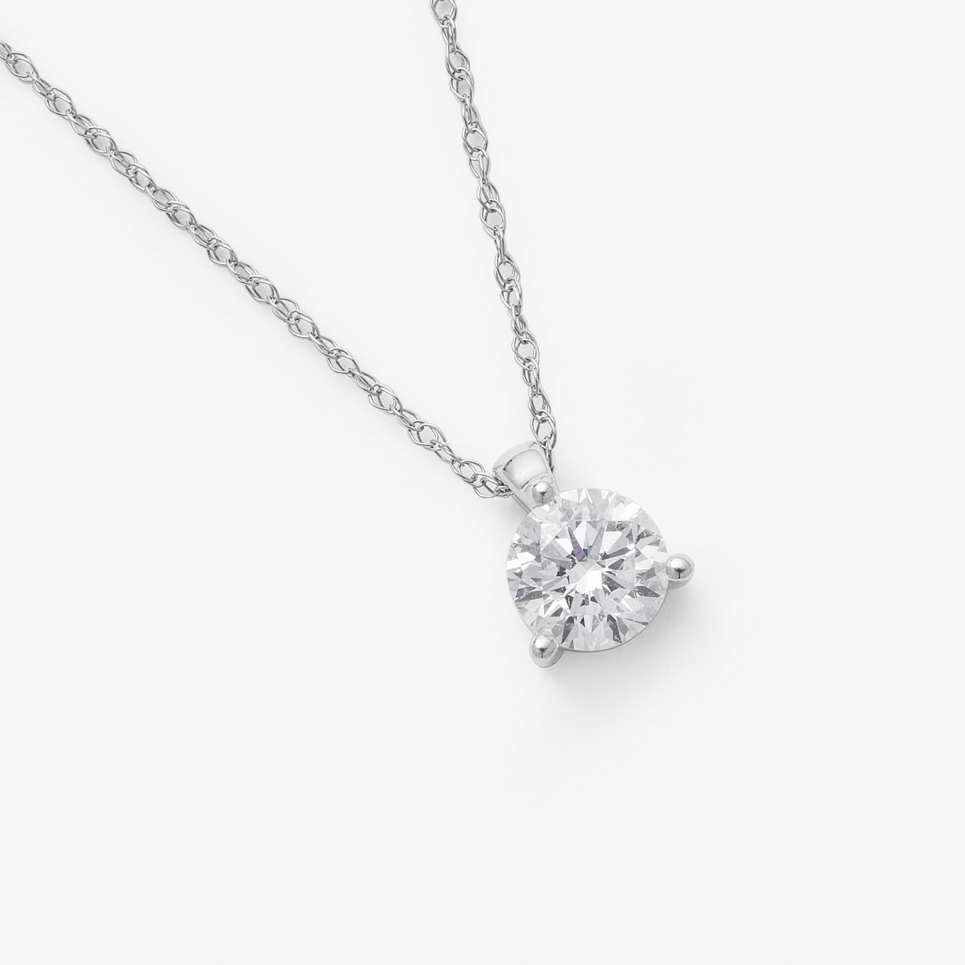 9K White Gold 0.60ct Round Brilliant Lab Diamond Pendant With Delicate Chain
