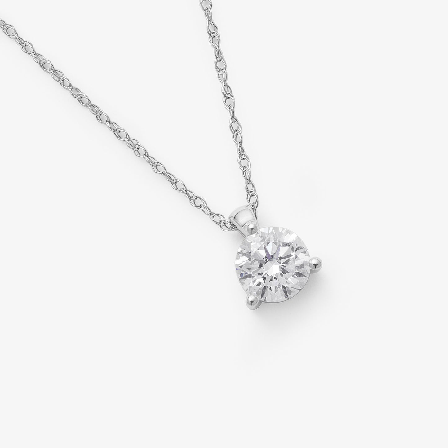 9K White Gold 0.60ct Round Brilliant Lab Diamond Pendant With Delicate Chain