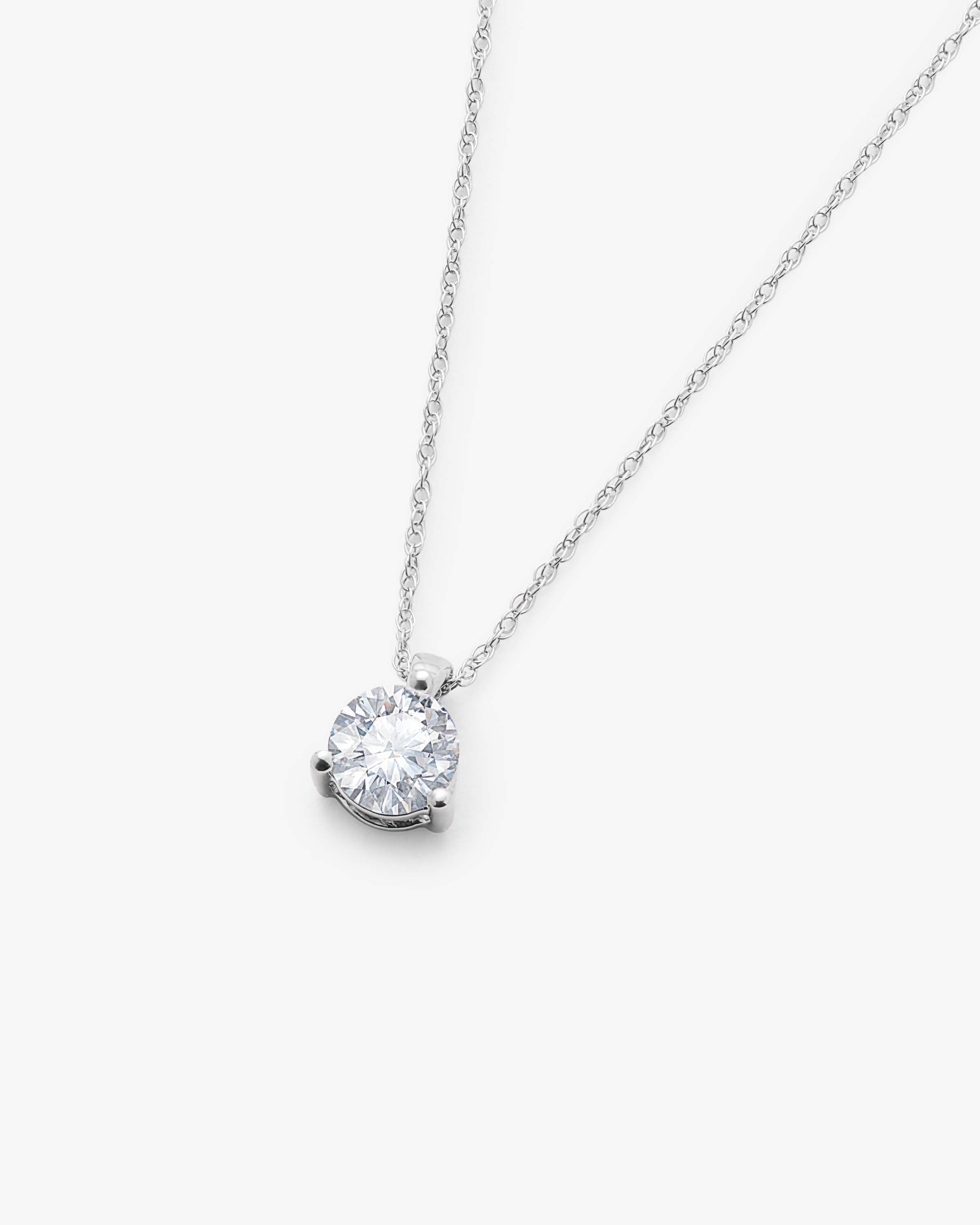 9k White Gold Round Brilliant Lab Diamond Pendant With Chain 0.60ct