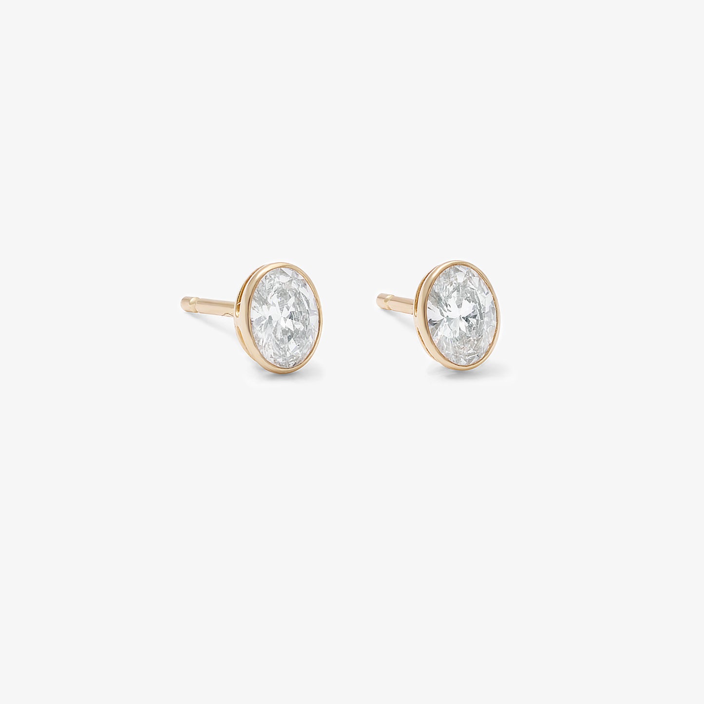 9K Yellow Gold Bezel Oval Lab Diamond Stud Earrings 0.60tdw