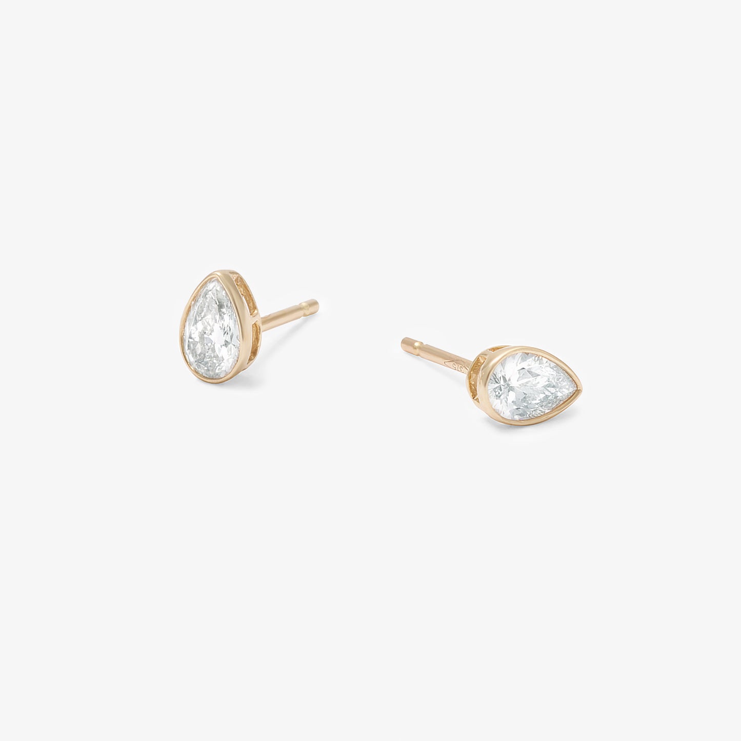 9K Yellow Gold Pear Lab Diamond Bezel Stud Earrings 0.60tdw.