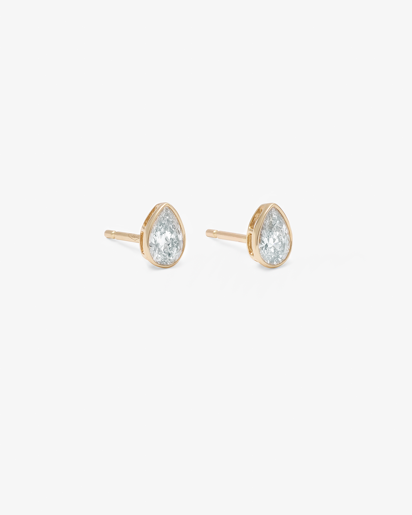 9K Yellow Gold Pear Lab Diamond Bezel Stud Earrings 0.60tdw