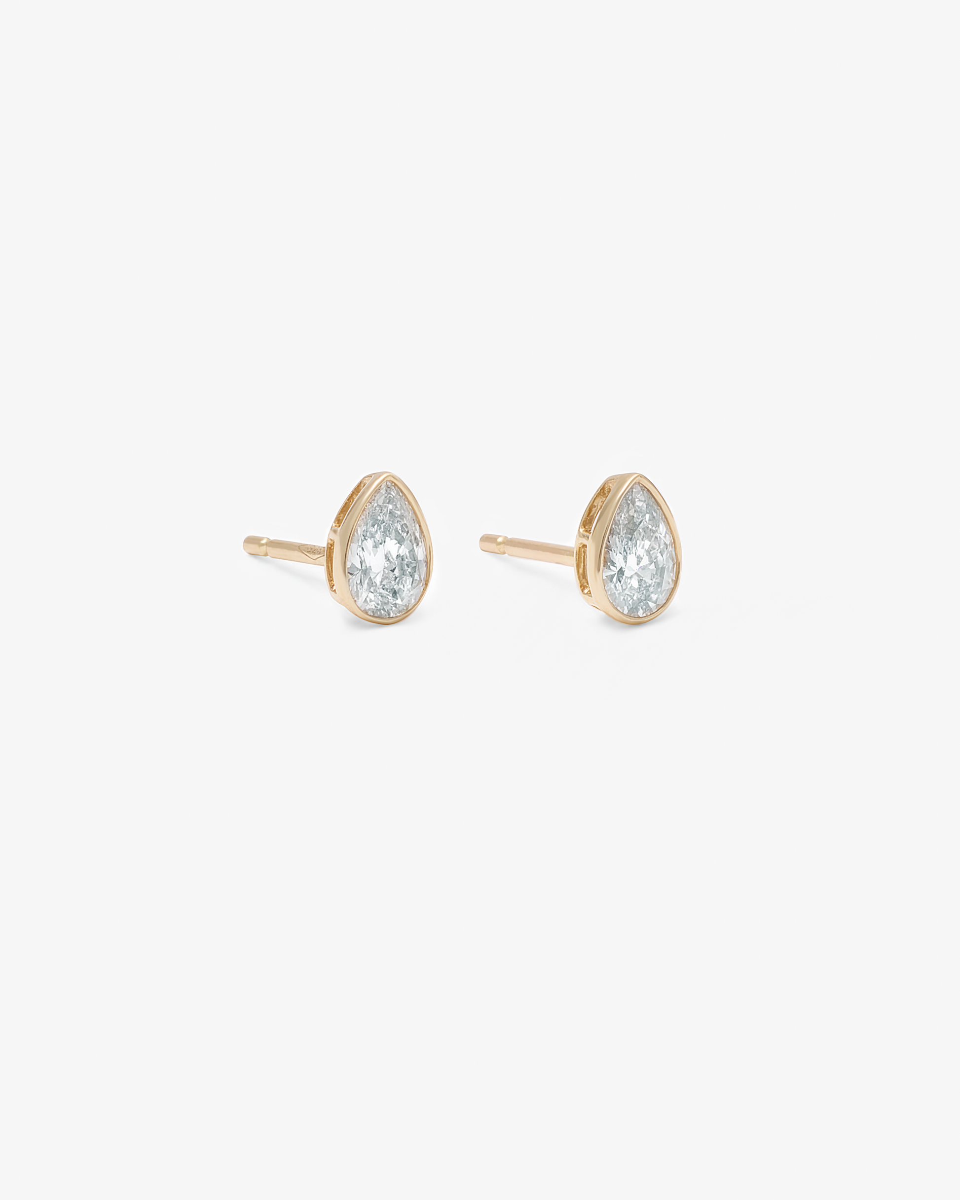 9K Yellow Gold Pear Lab Diamond Bezel Stud Earrings 0.60tdw
