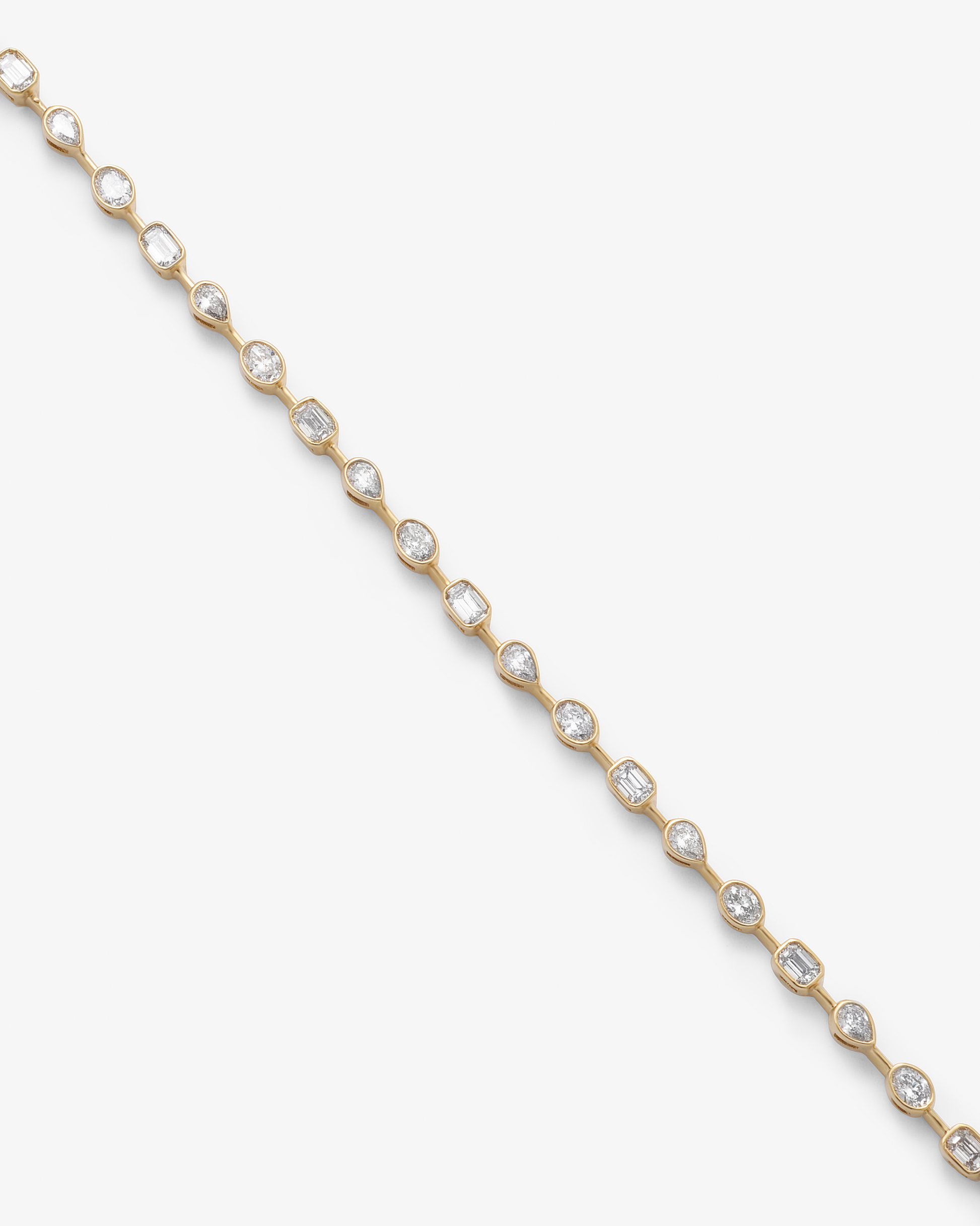 9K Yellow Gold 2.0tdw Emerald, Pear And Oval Bezel Lab Diamond Tennis Bracelet 18cm