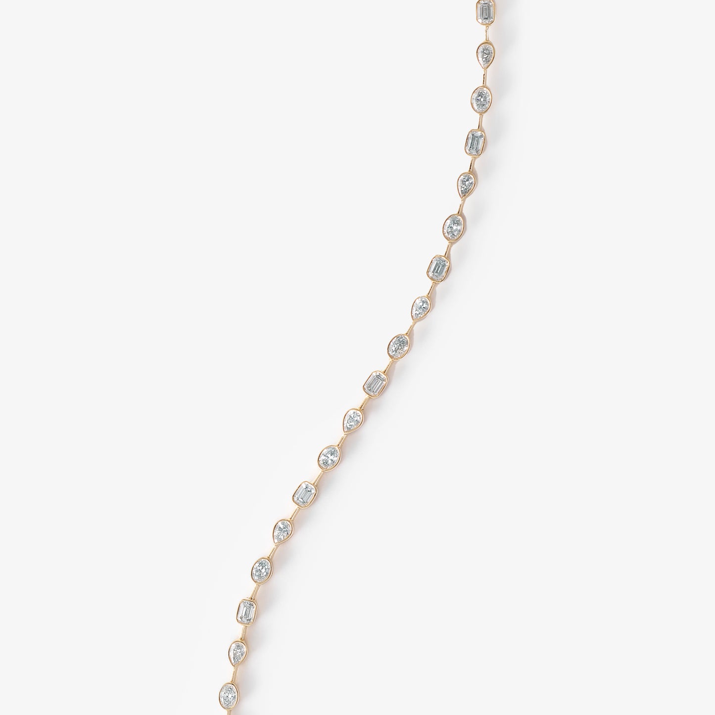 9K Yellow Gold 2.0tdw Emerald, Pear And Oval Bezel Lab Diamond Tennis Bracelet 18cm