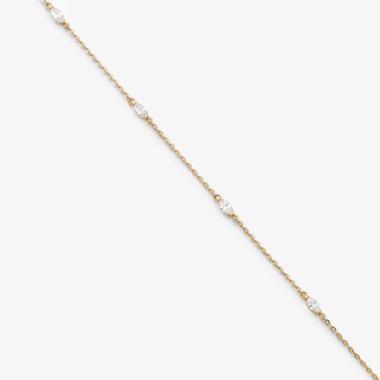 9K Yellow Gold Marquise Zirconia Station Necklace 45cm