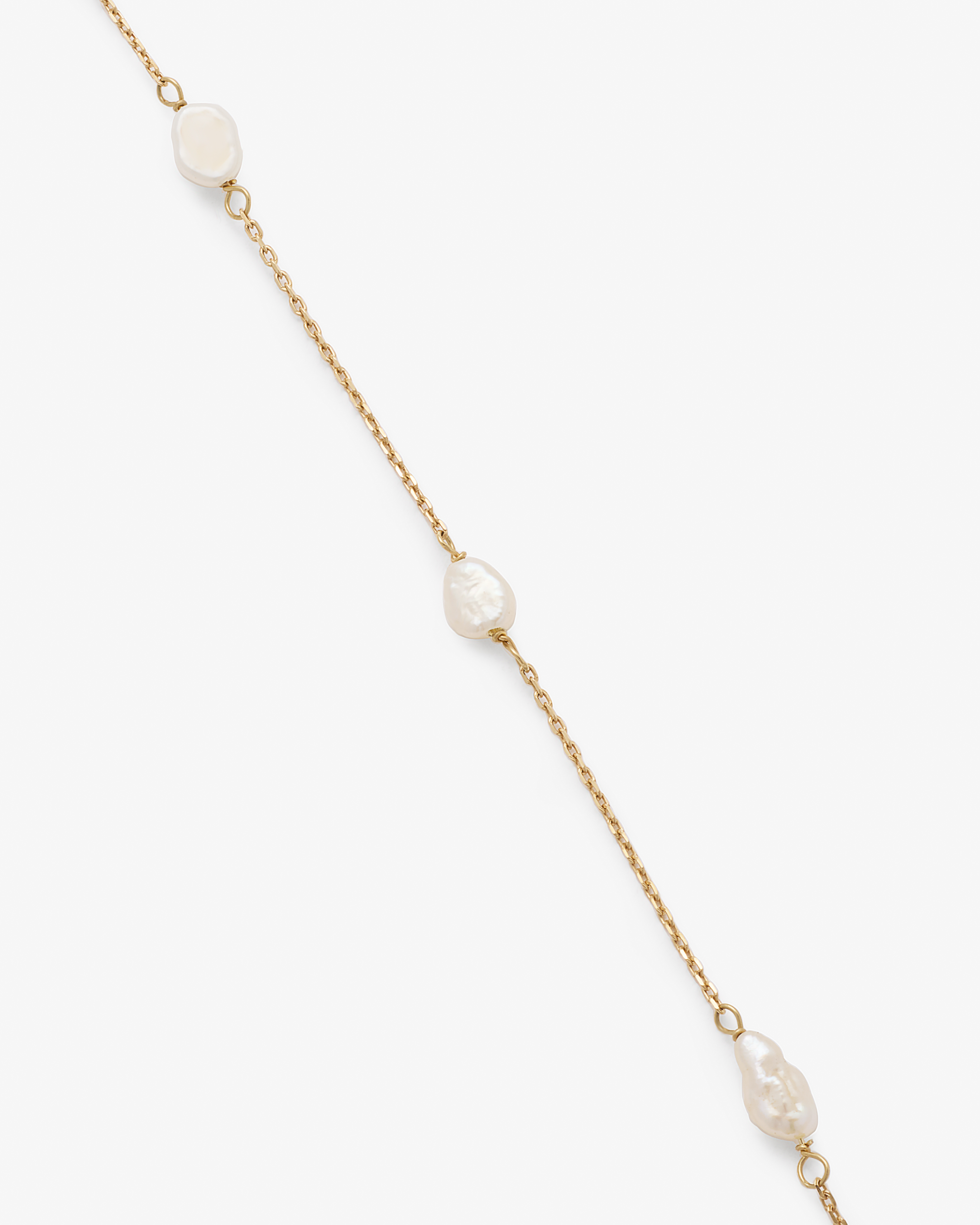9K Yellow Gold Baroque Pearl Station Necklace 45cm