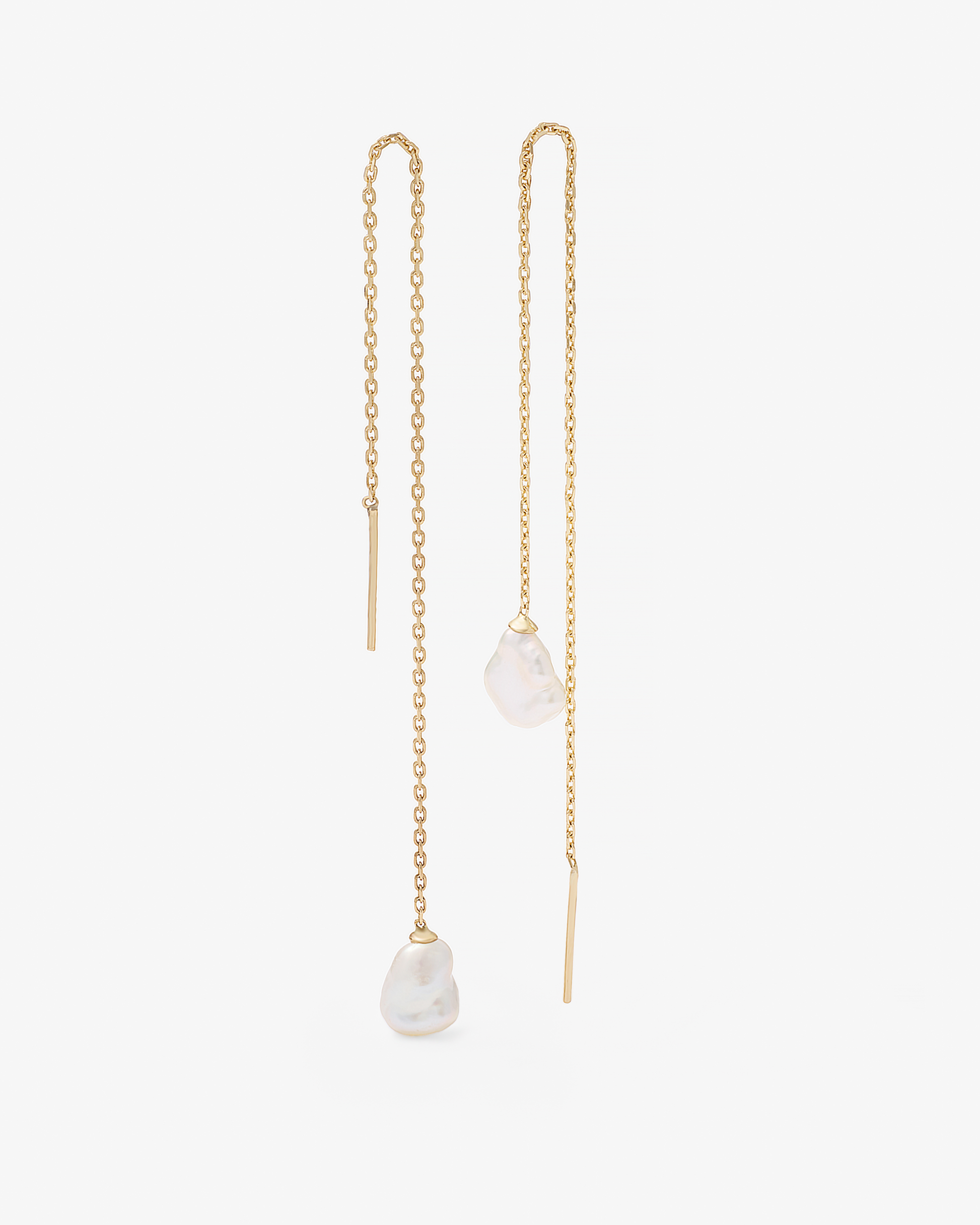 9K Yellow Gold Baroque Pearl Thread Earrings