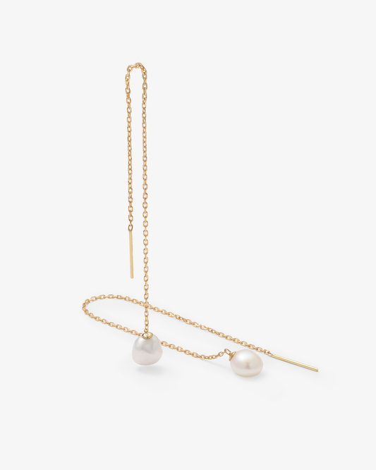 9K Yellow Gold Baroque Pearl Thread Earrings