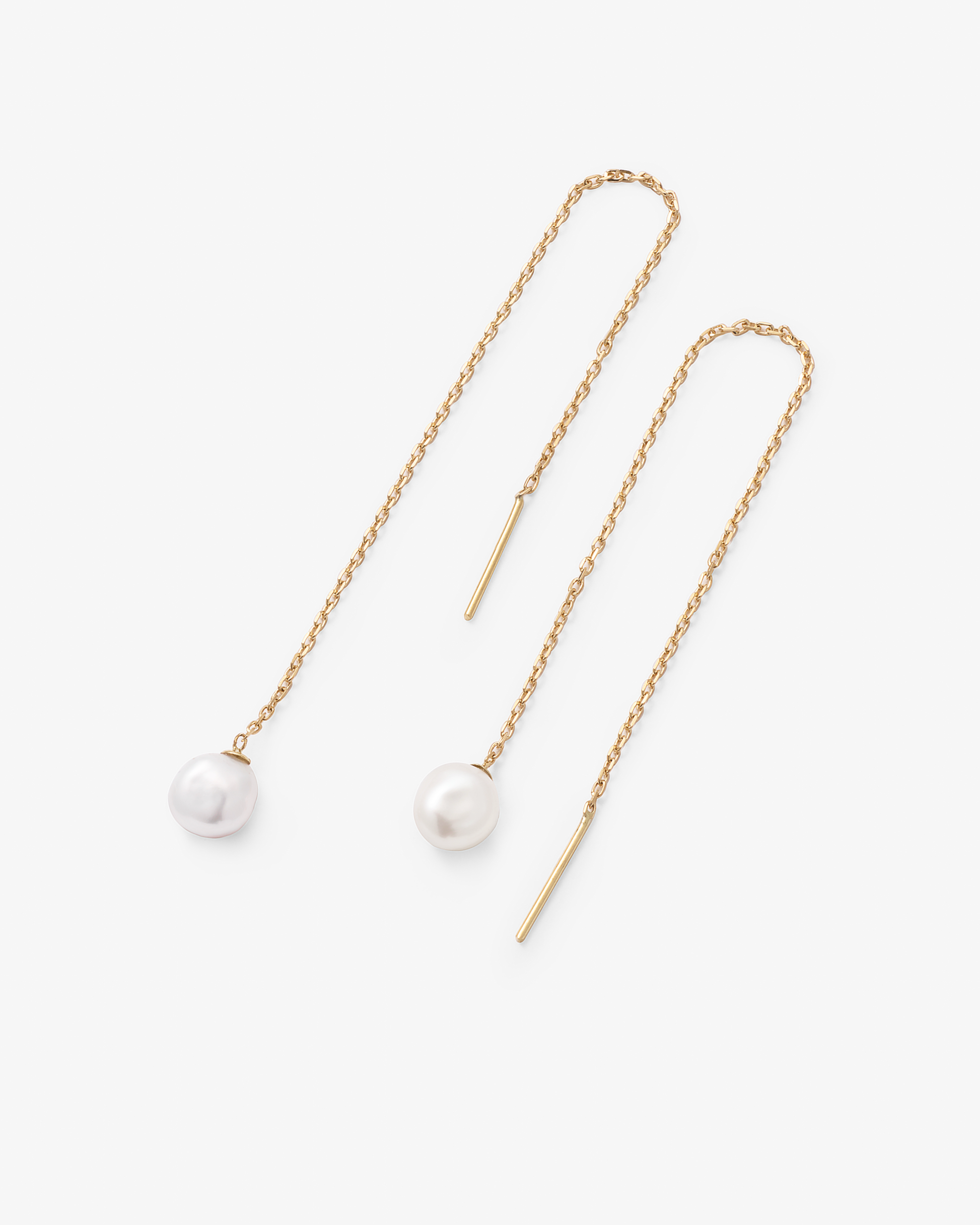 9K Yellow Gold Baroque Pearl Thread Earrings