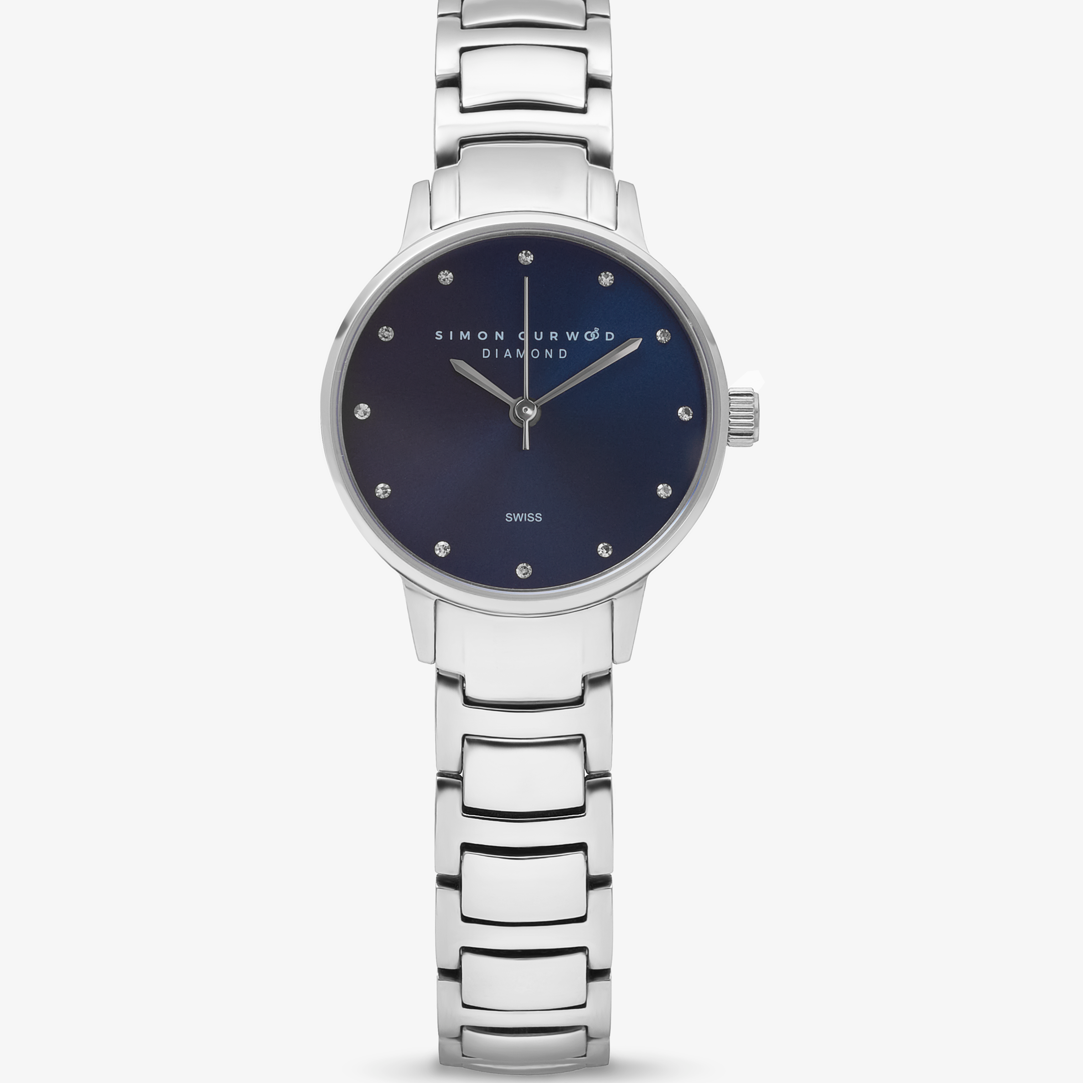 Stainless Steel Ladies Watch With Ceylon Blue Dial And Diamond Hour Markers