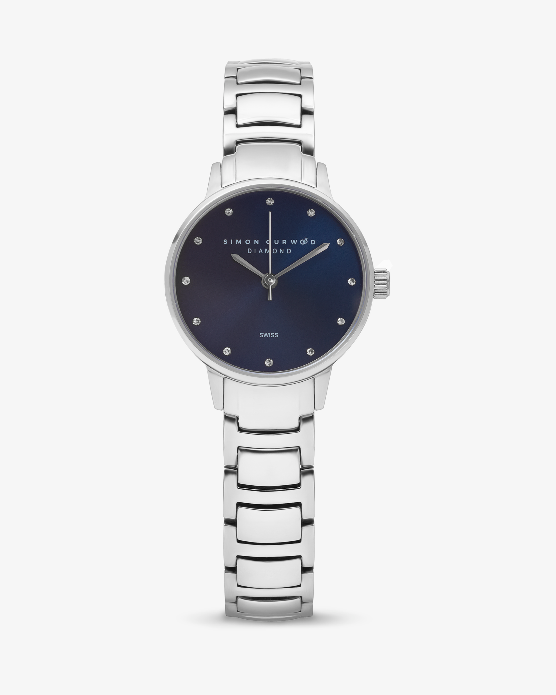 Stainless Steel Ladies Watch With Ceylon Blue Dial And Diamond Hour Markers